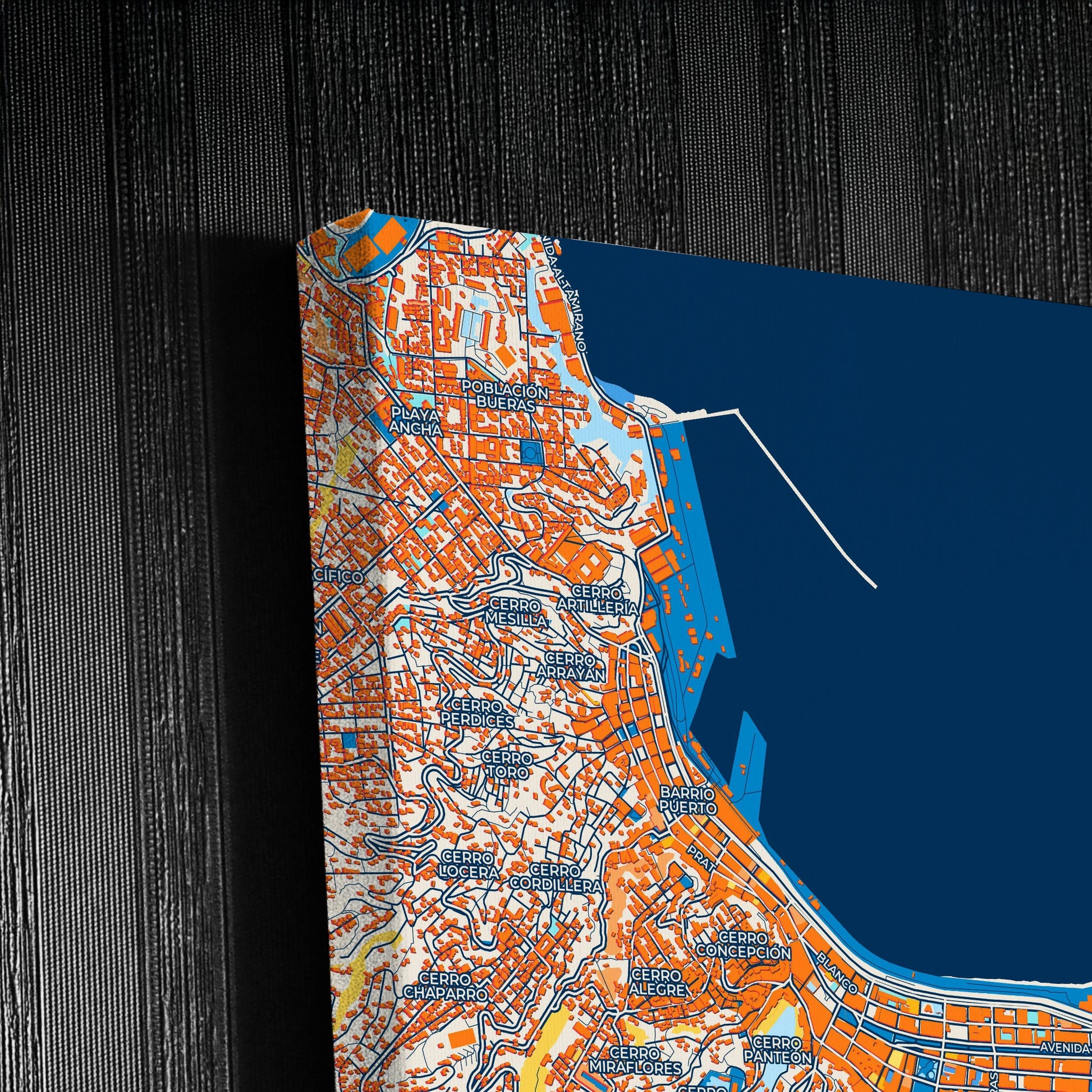 Valparaiso Chile Colorful City Map Canvas Print Detail