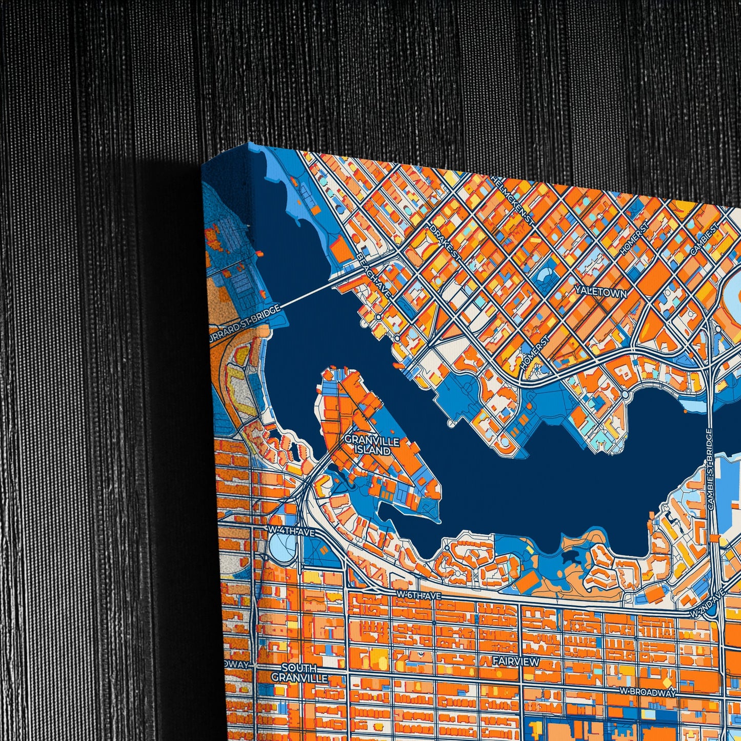 Vancouver Canada Colorful City Map Canvas Print Detail