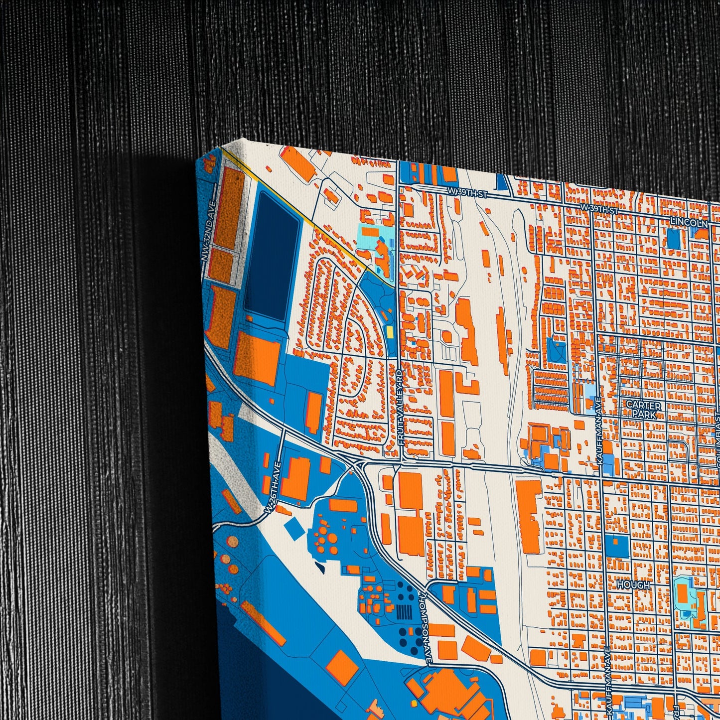 Vancouver Washington Colorful City Map Canvas Print Detail