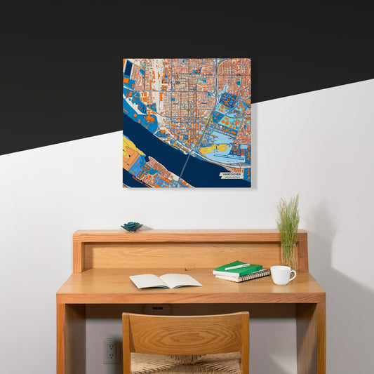 Vancouver Washington Colorful City Map Canvas Print Scene