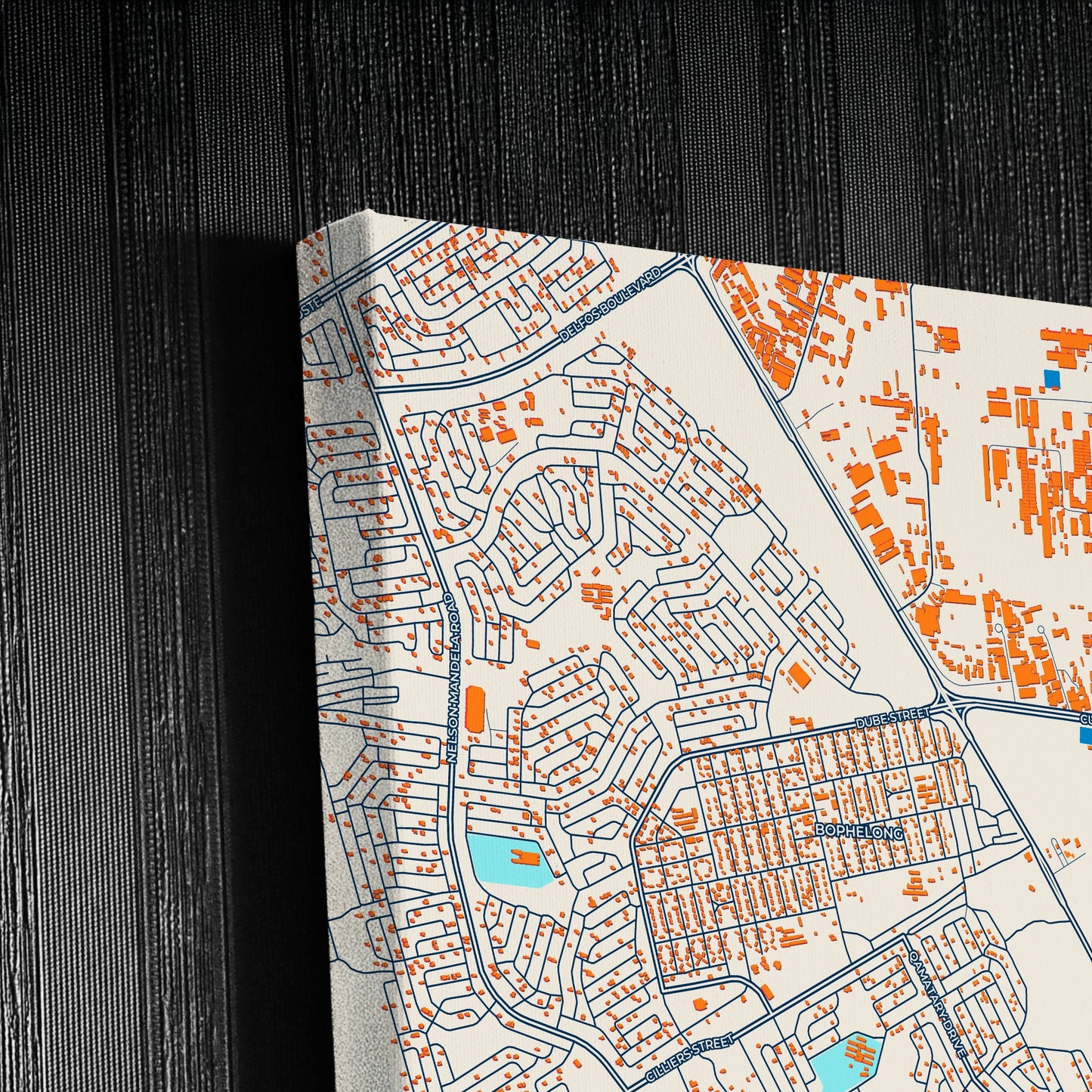 Vanderbijlpark South Africa Colorful City Map Canvas Print Detail