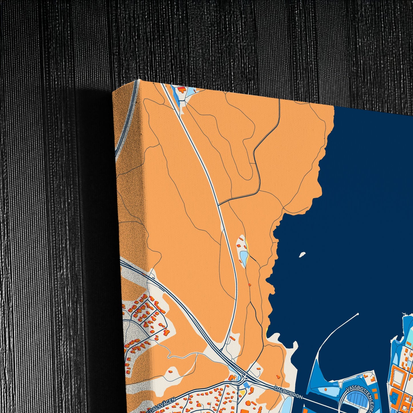 Vänersborg Sweden Colorful City Map Canvas Print Detail