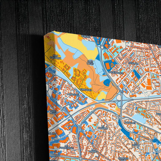 Vannes France Colorful City Map Canvas Print Detail