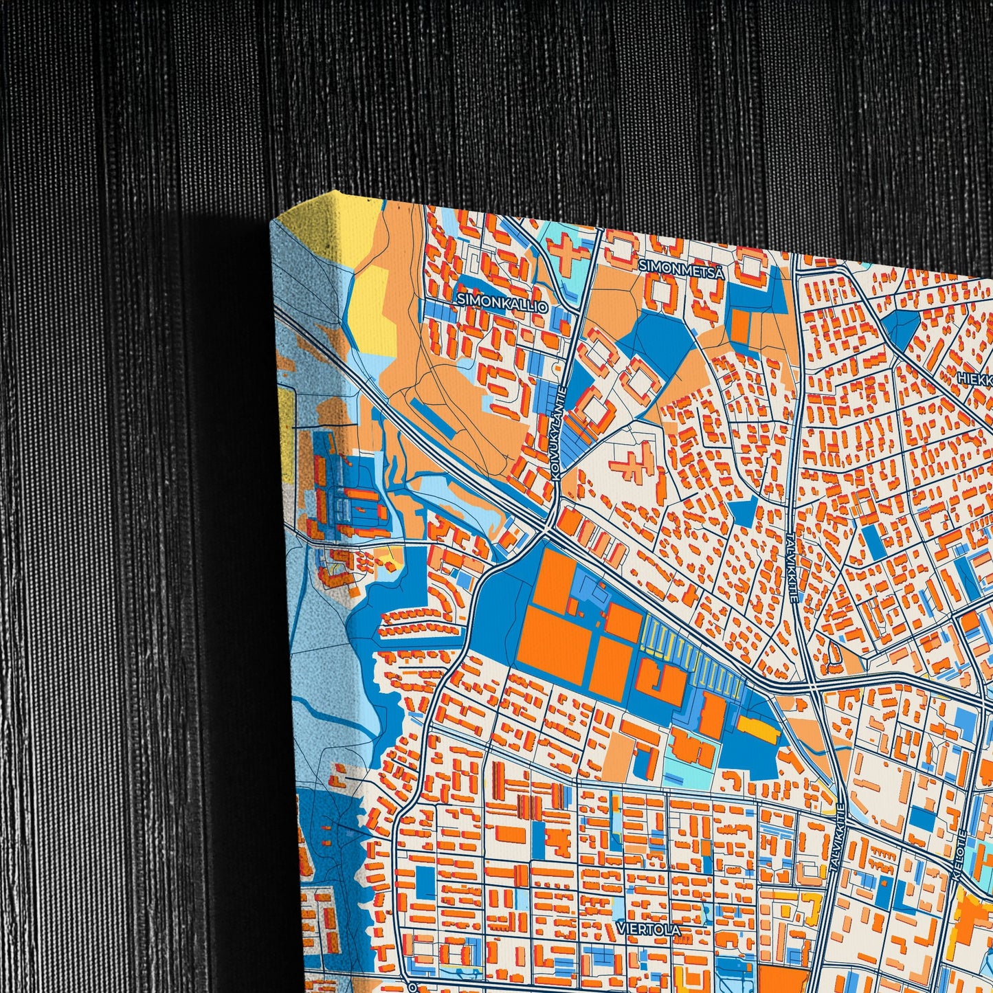 Vantaa Finland Colorful City Map Canvas Print Detail