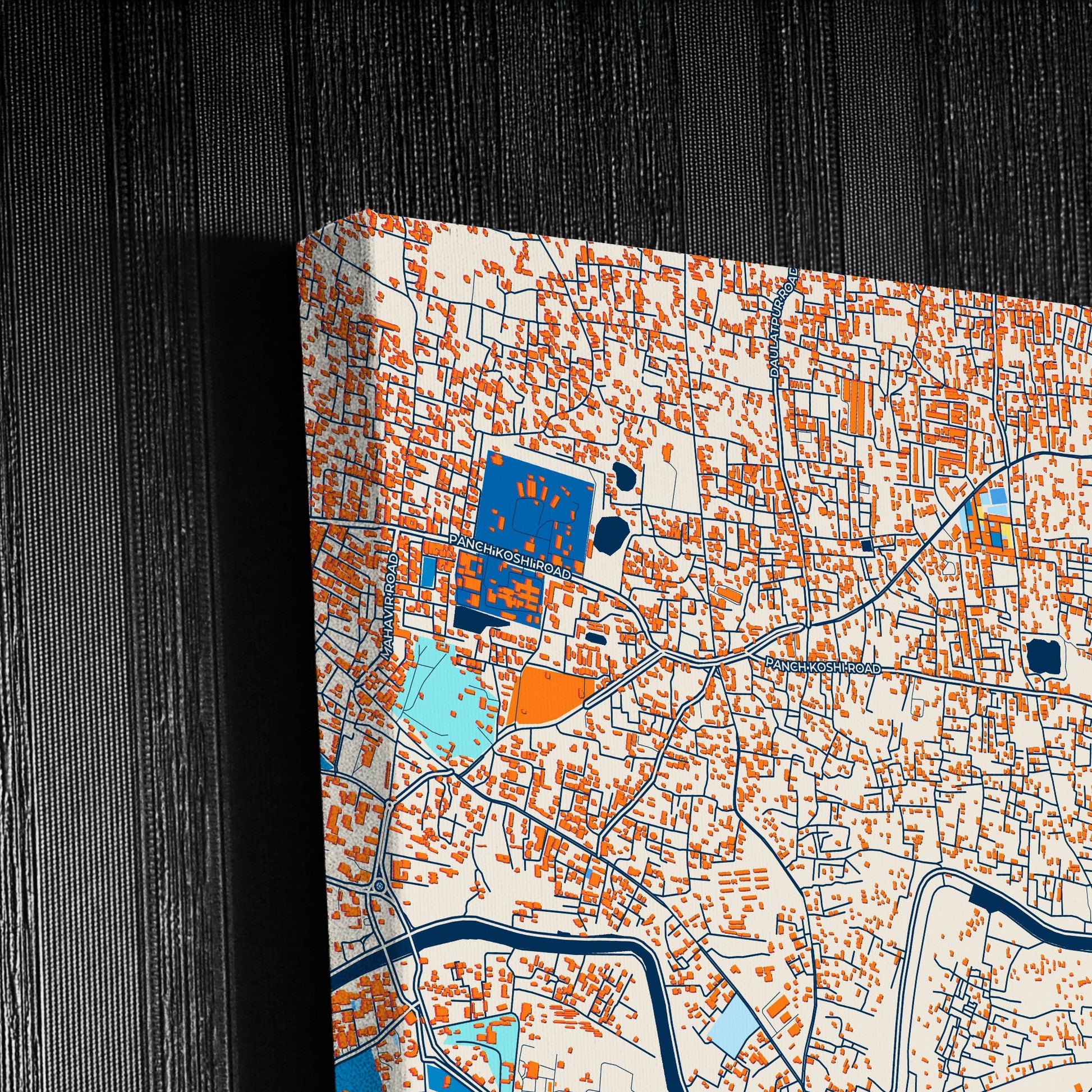 Varanasi India Colorful City Map Canvas Print Detail