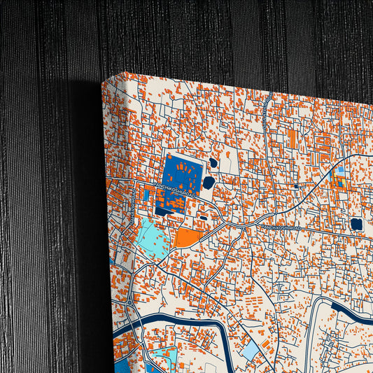 Varanasi India Colorful City Map Canvas Print Detail