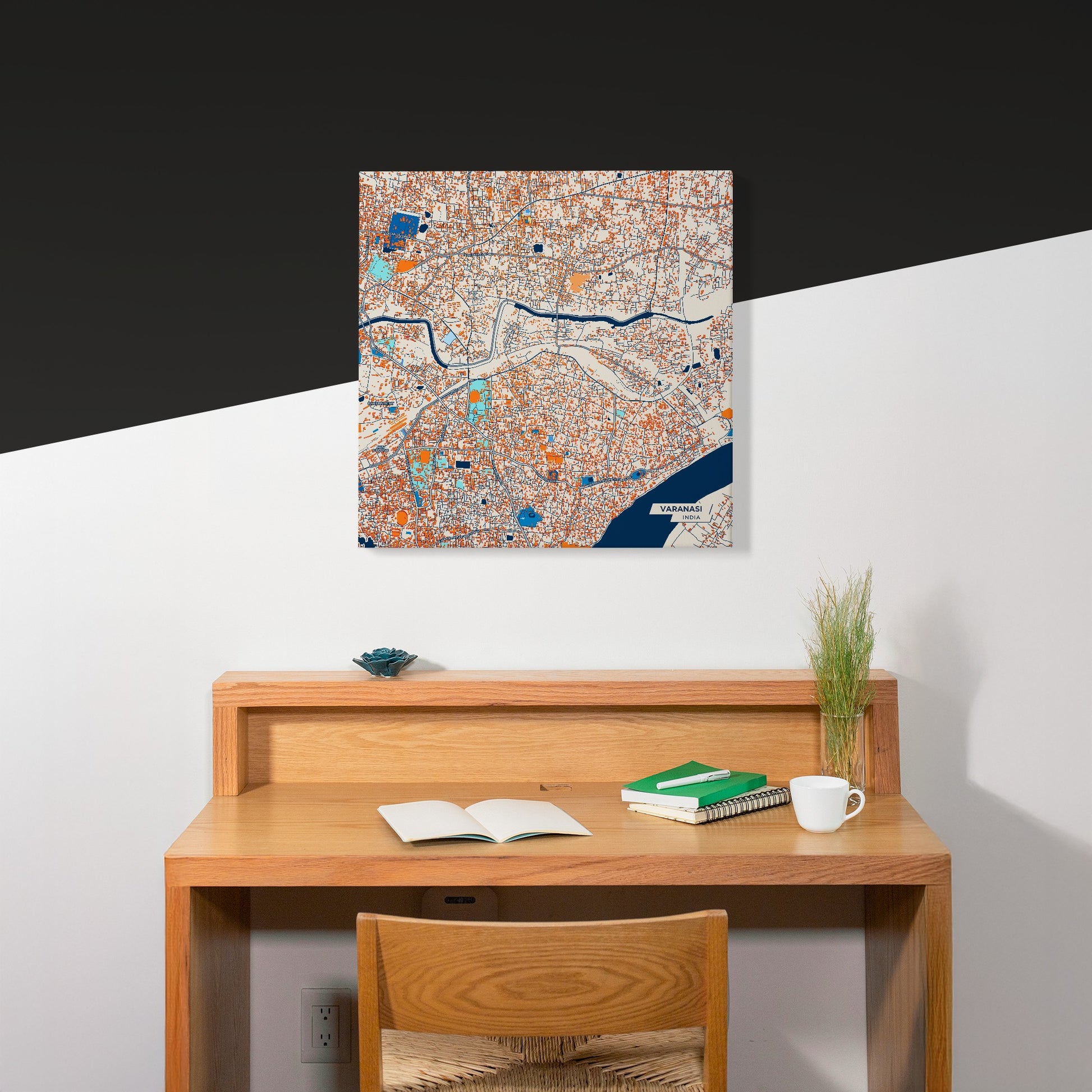 Varanasi India Colorful City Map Canvas Print Scene