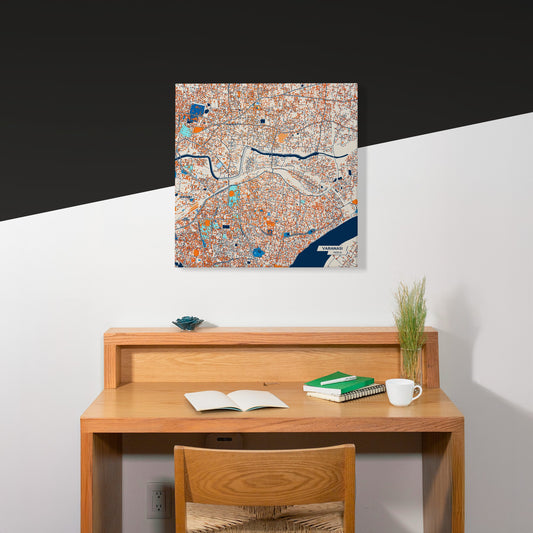 Varanasi India Colorful City Map Canvas Print Scene