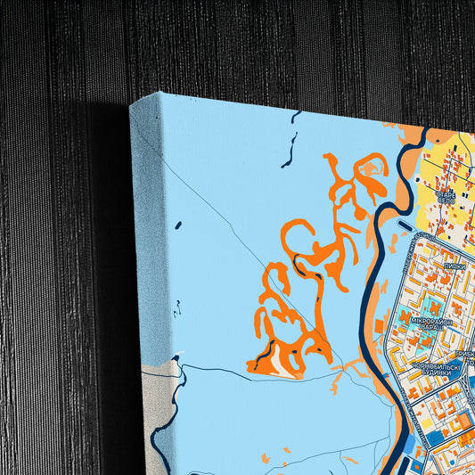Вараш Ukraine Colorful City Map Canvas Print Detail