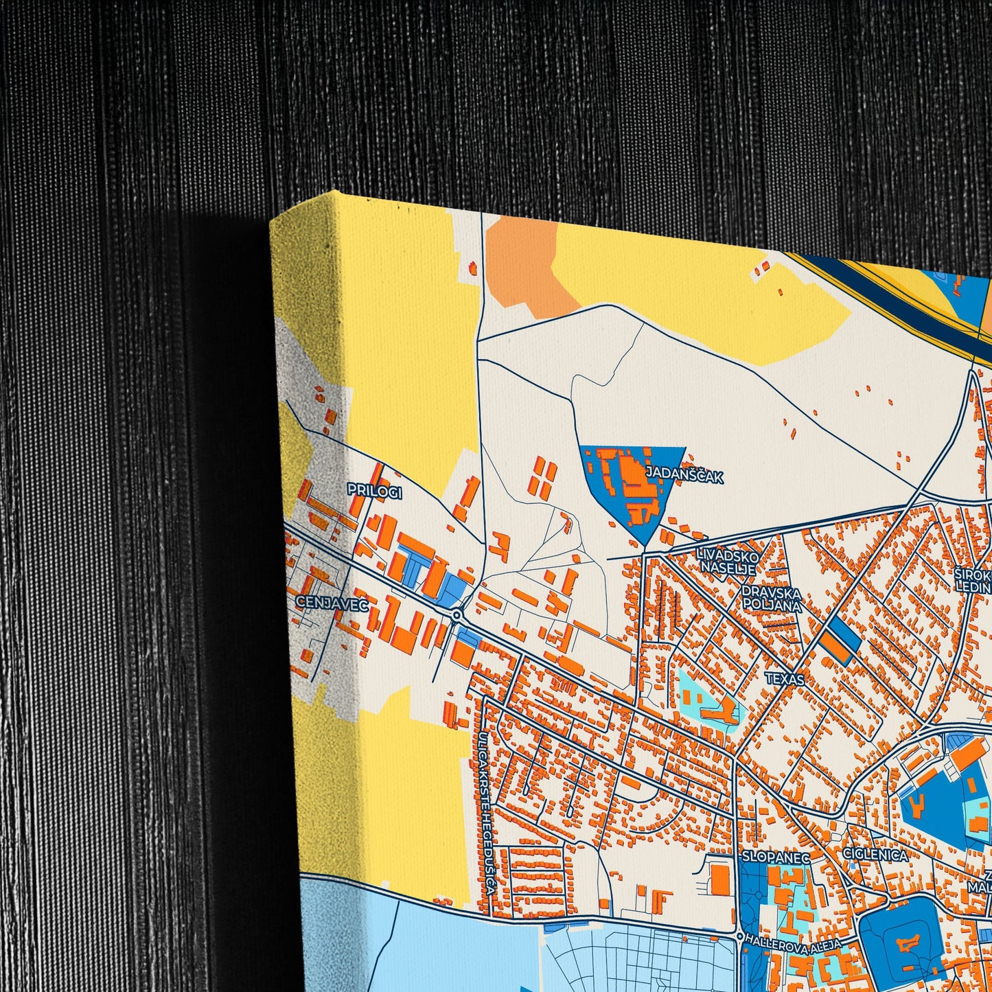 Varaždin Croatia Colorful City Map Canvas Print Detail