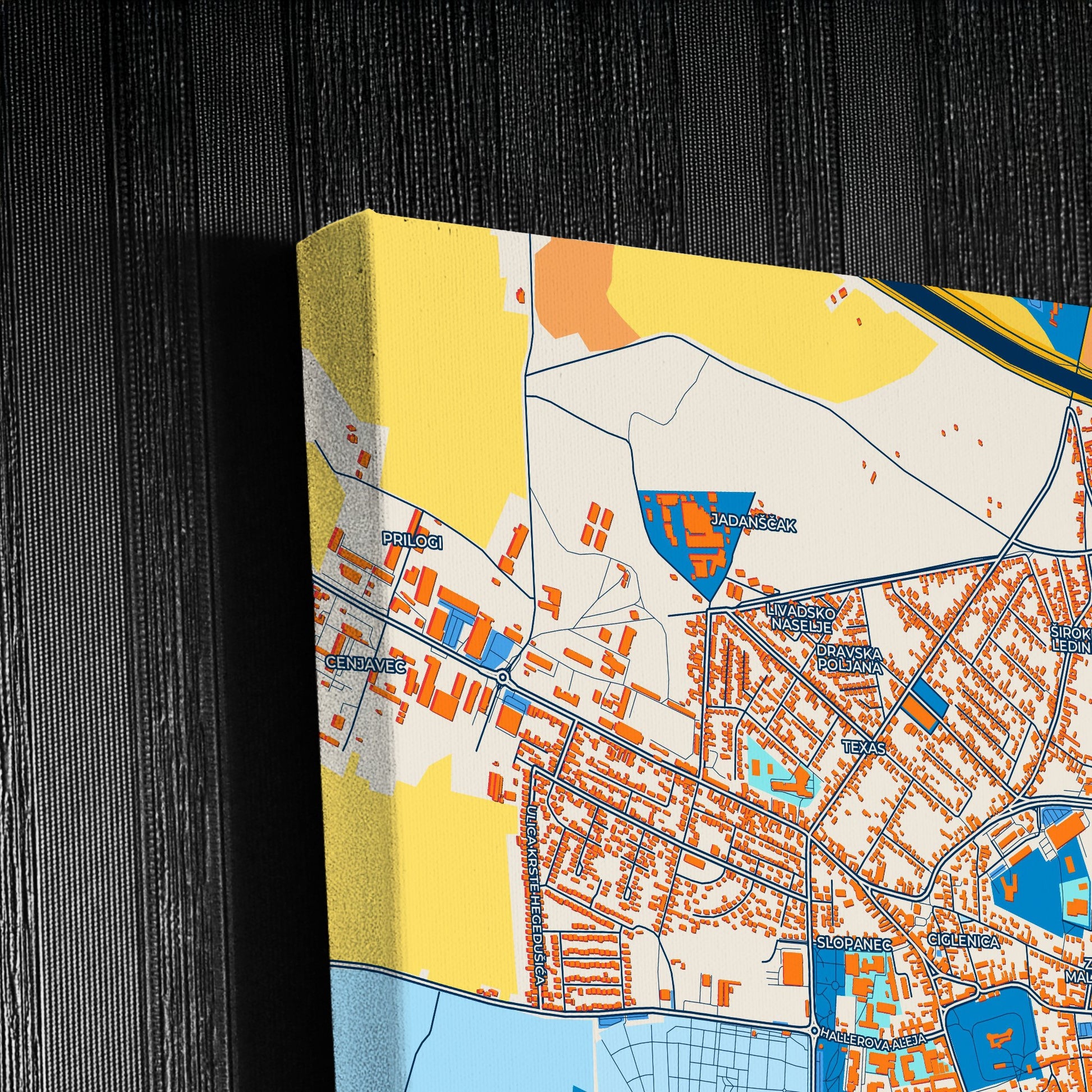 Varaždin Croatia Colorful City Map Canvas Print Detail