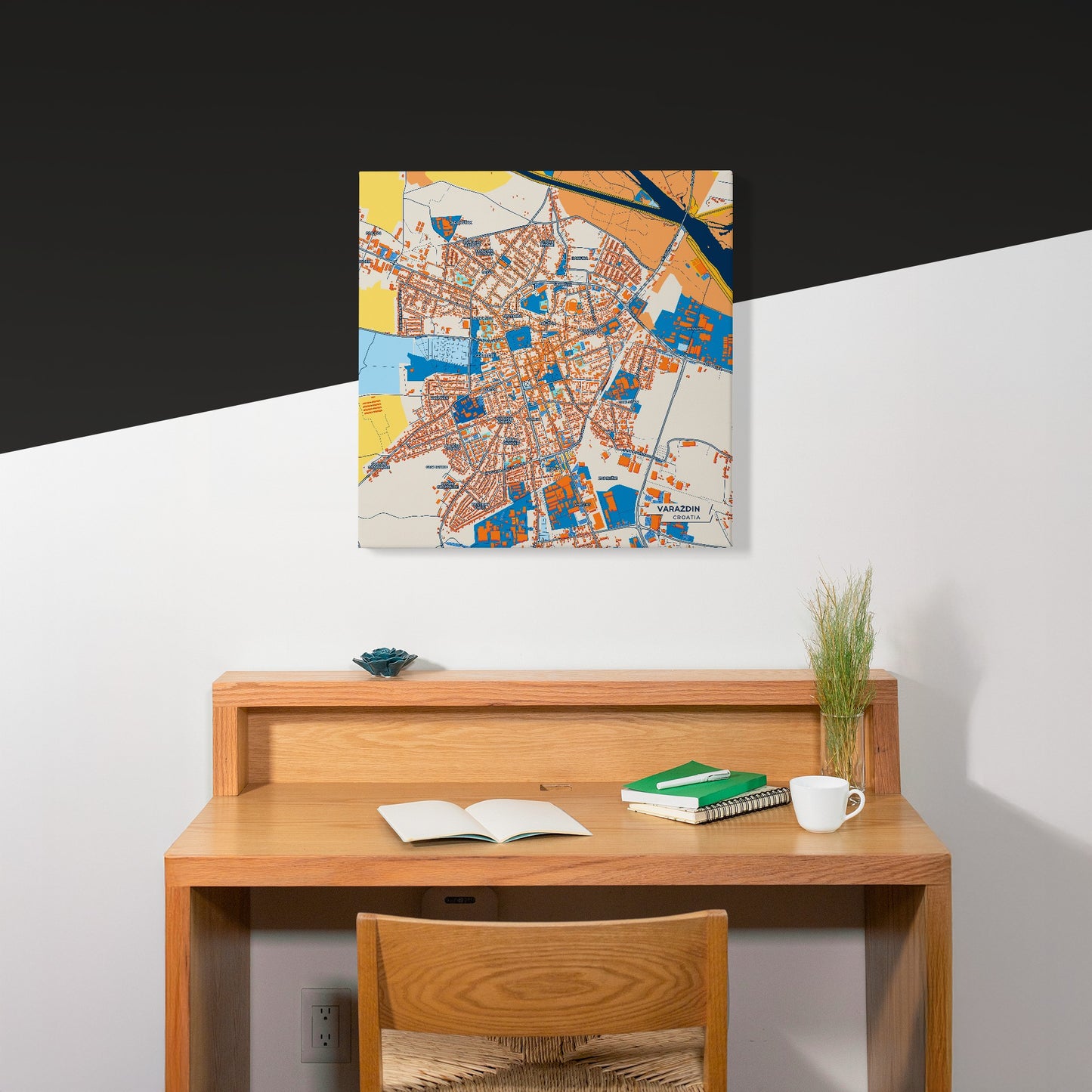 Varaždin Croatia Colorful City Map Canvas Print Scene