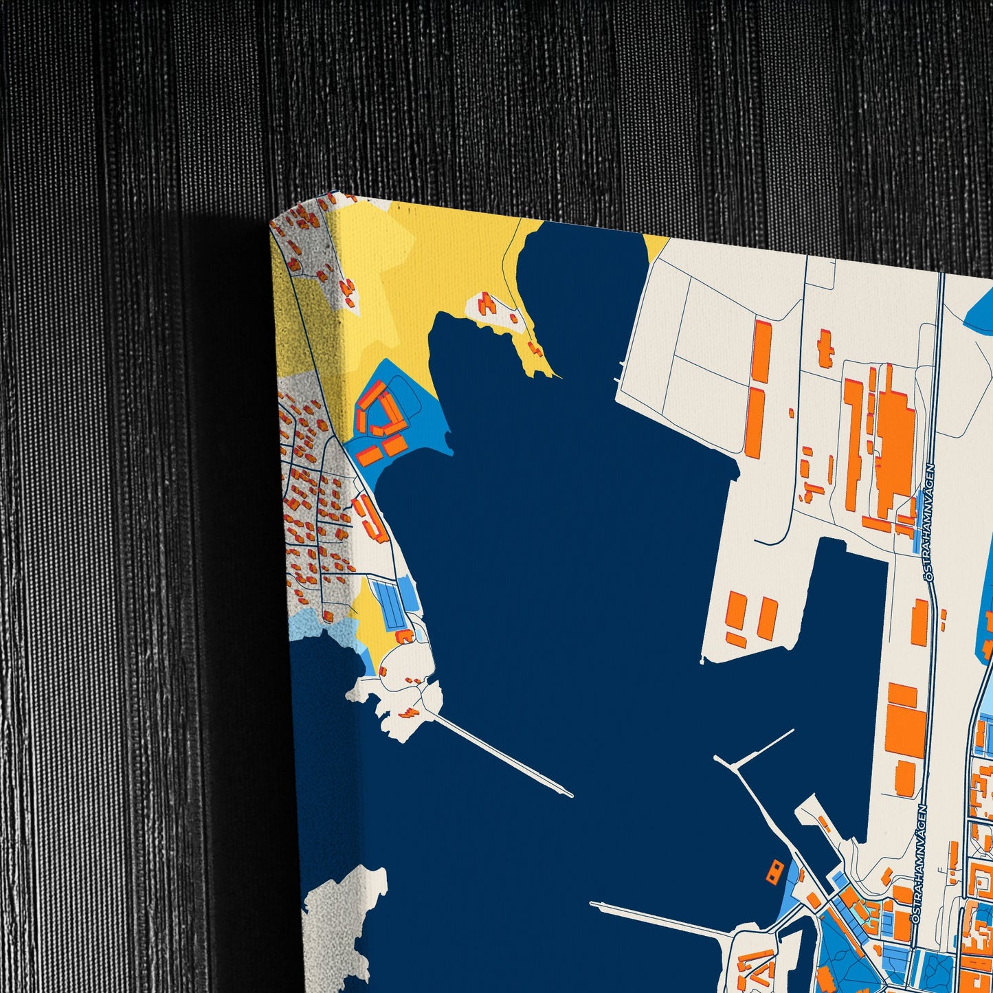 Varberg Sweden Colorful City Map Canvas Print Detail