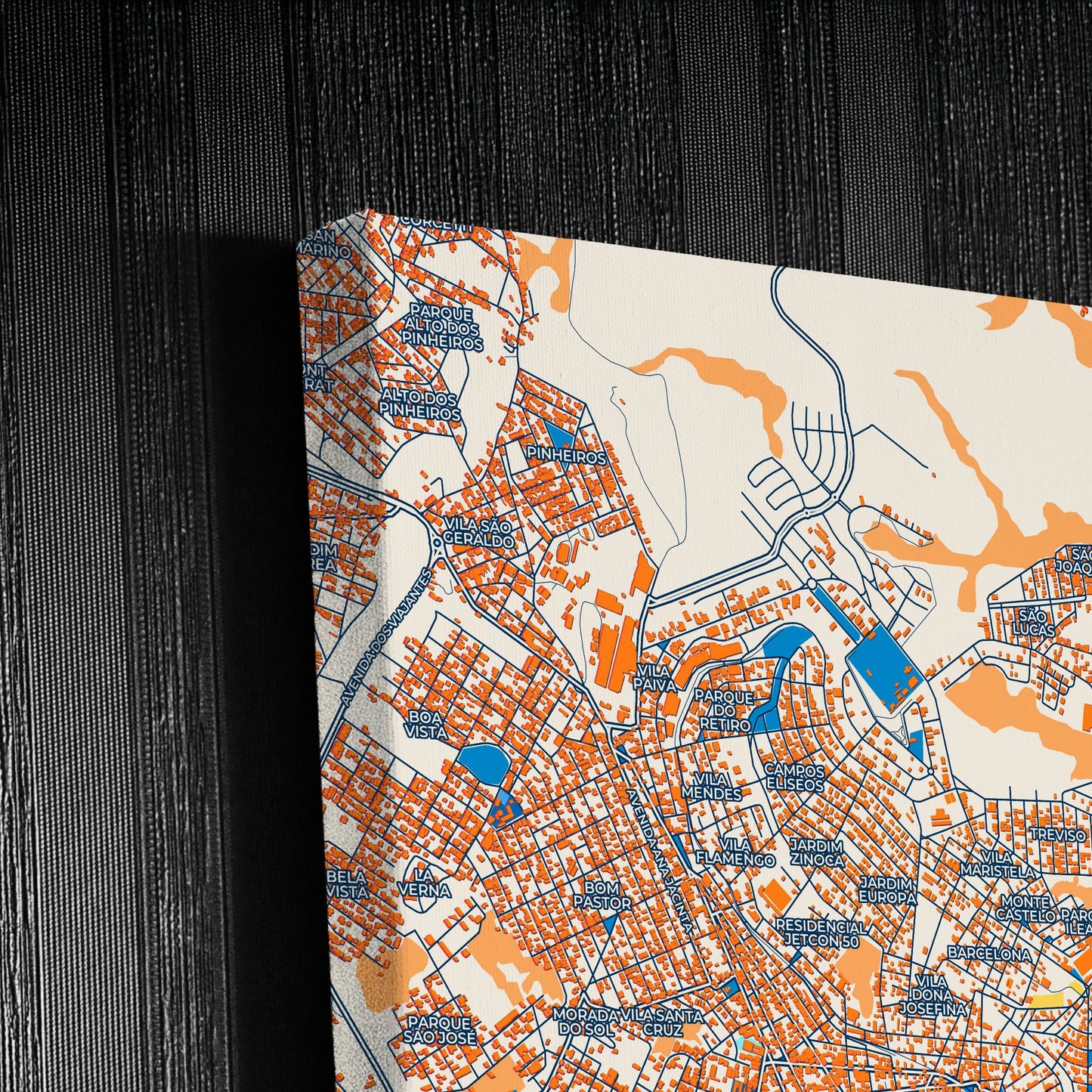 Varginha Brazil Colorful City Map Canvas Print Detail