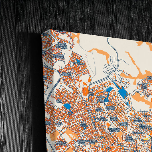 Varginha Brazil Colorful City Map Canvas Print Detail