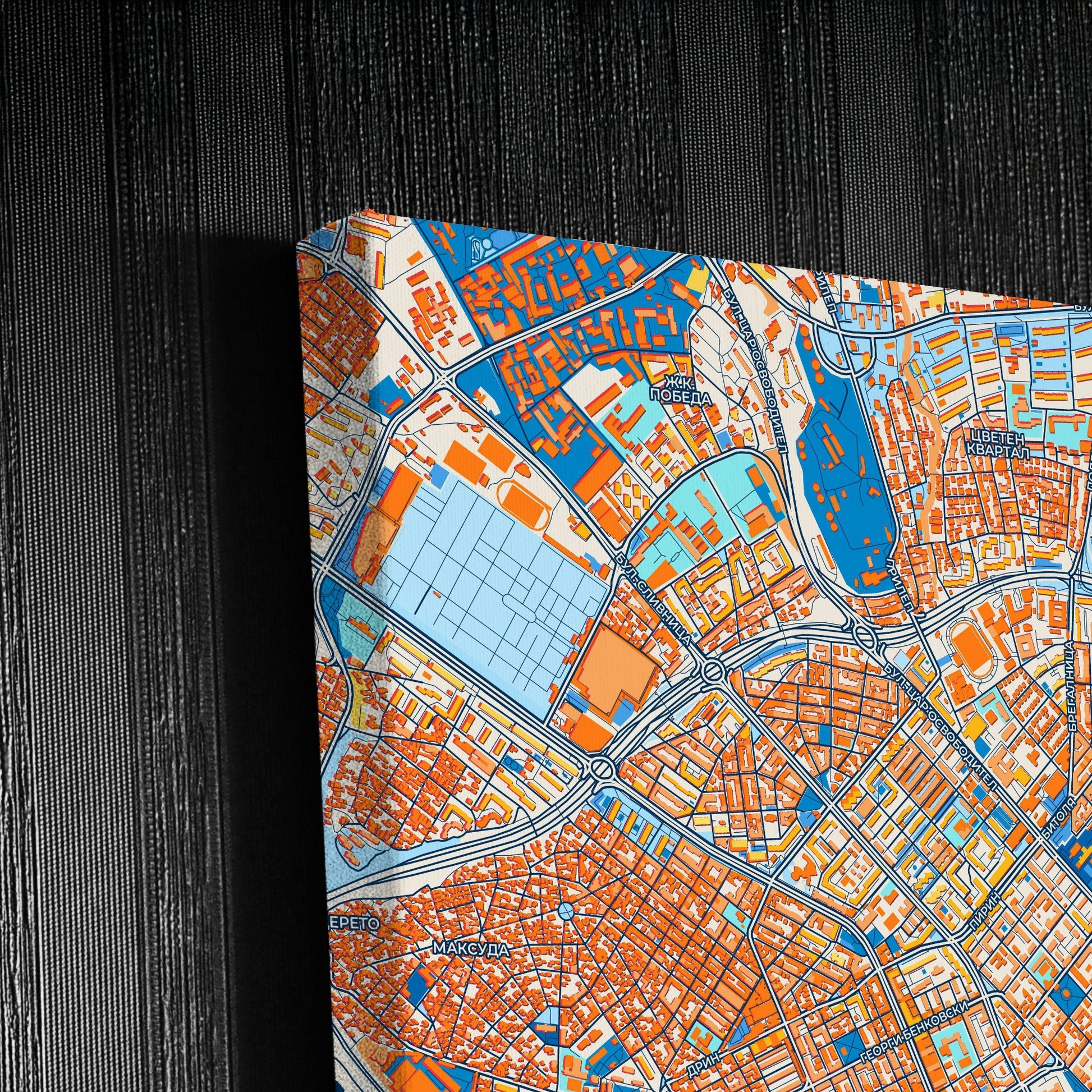 Варна Bulgaria Colorful City Map Canvas Print Detail