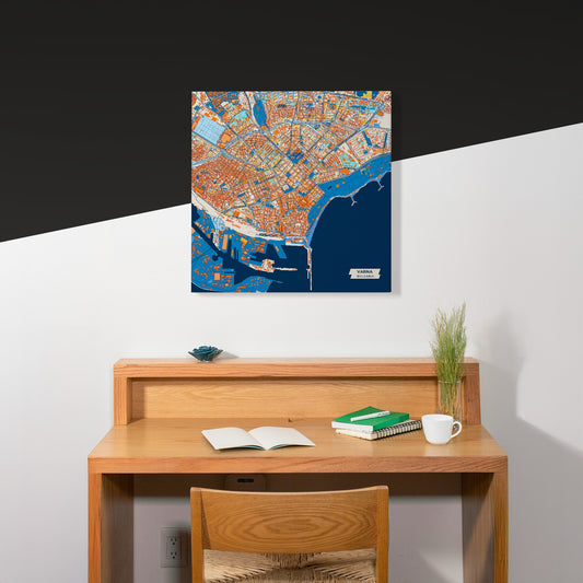 Варна Bulgaria Colorful City Map Canvas Print Scene