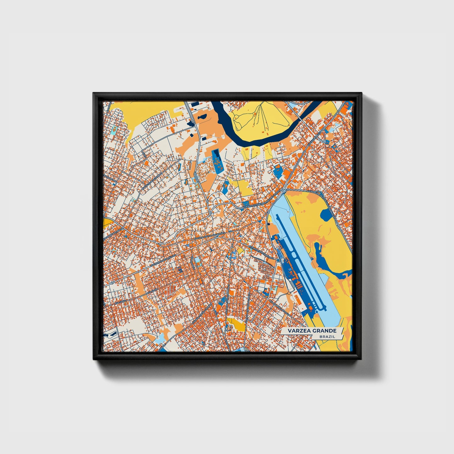 Varzea Grande Brazil Colorful City Map Canvas Print • Black Framed