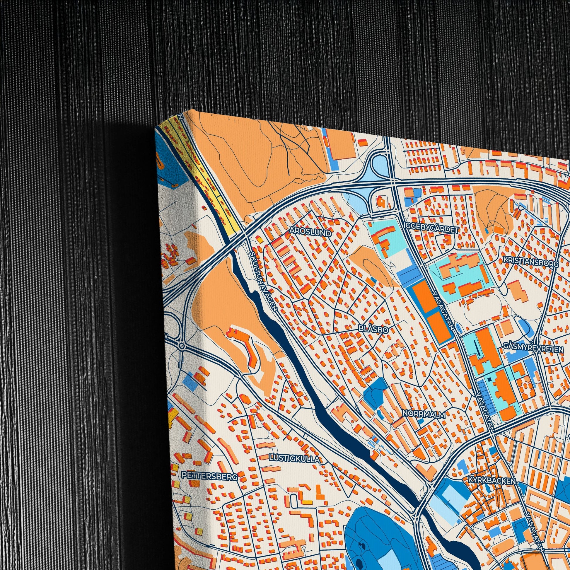 Västerås Sweden Colorful City Map Canvas Print Detail