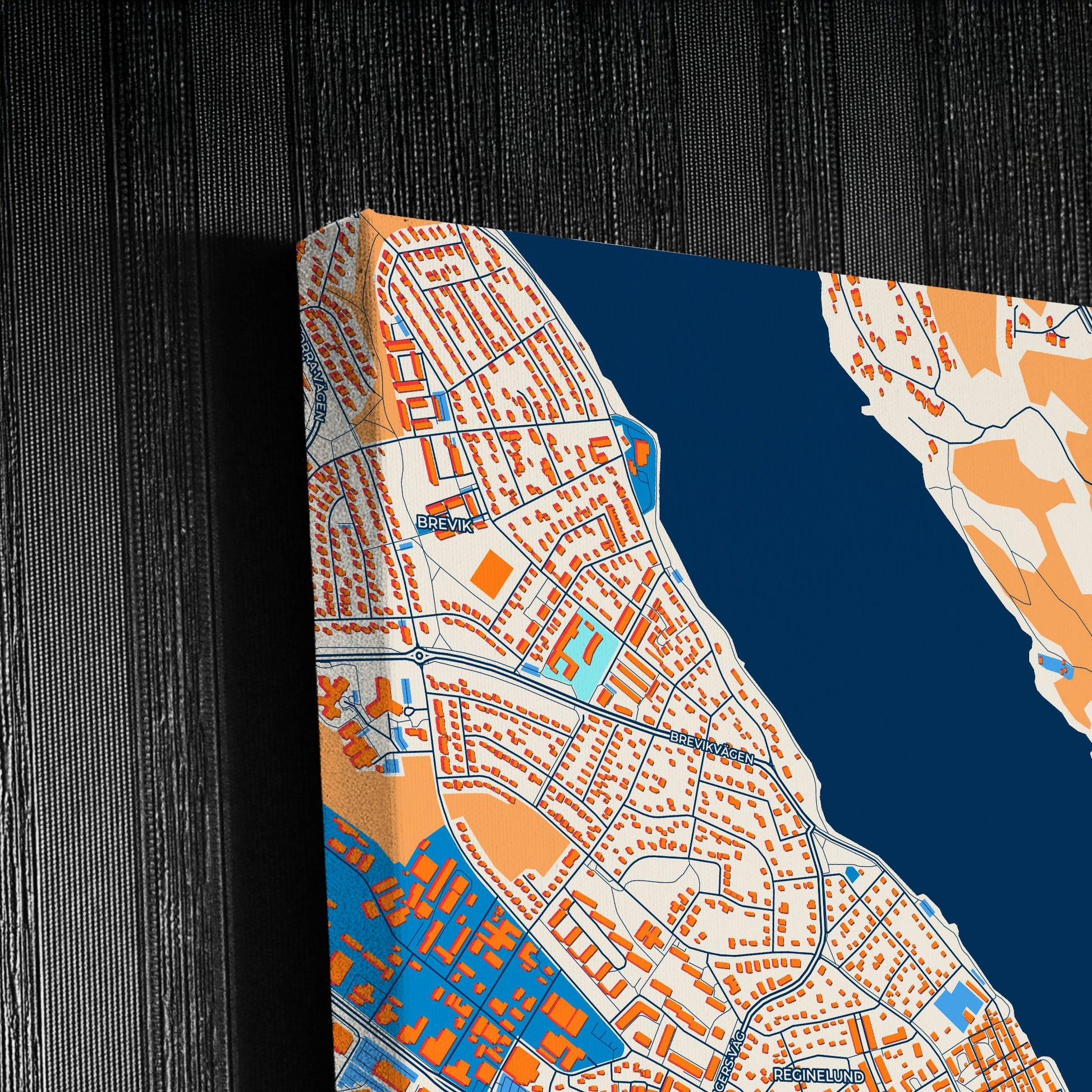 Västervik Sweden Colorful City Map Canvas Print Detail