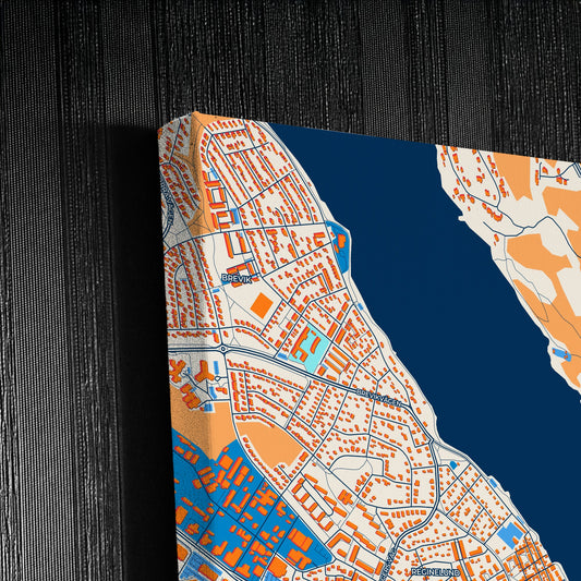 Västervik Sweden Colorful City Map Canvas Print Detail