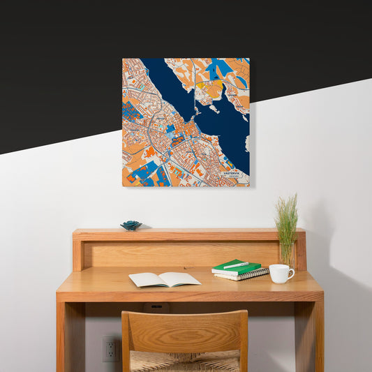 Västervik Sweden Colorful City Map Canvas Print Scene