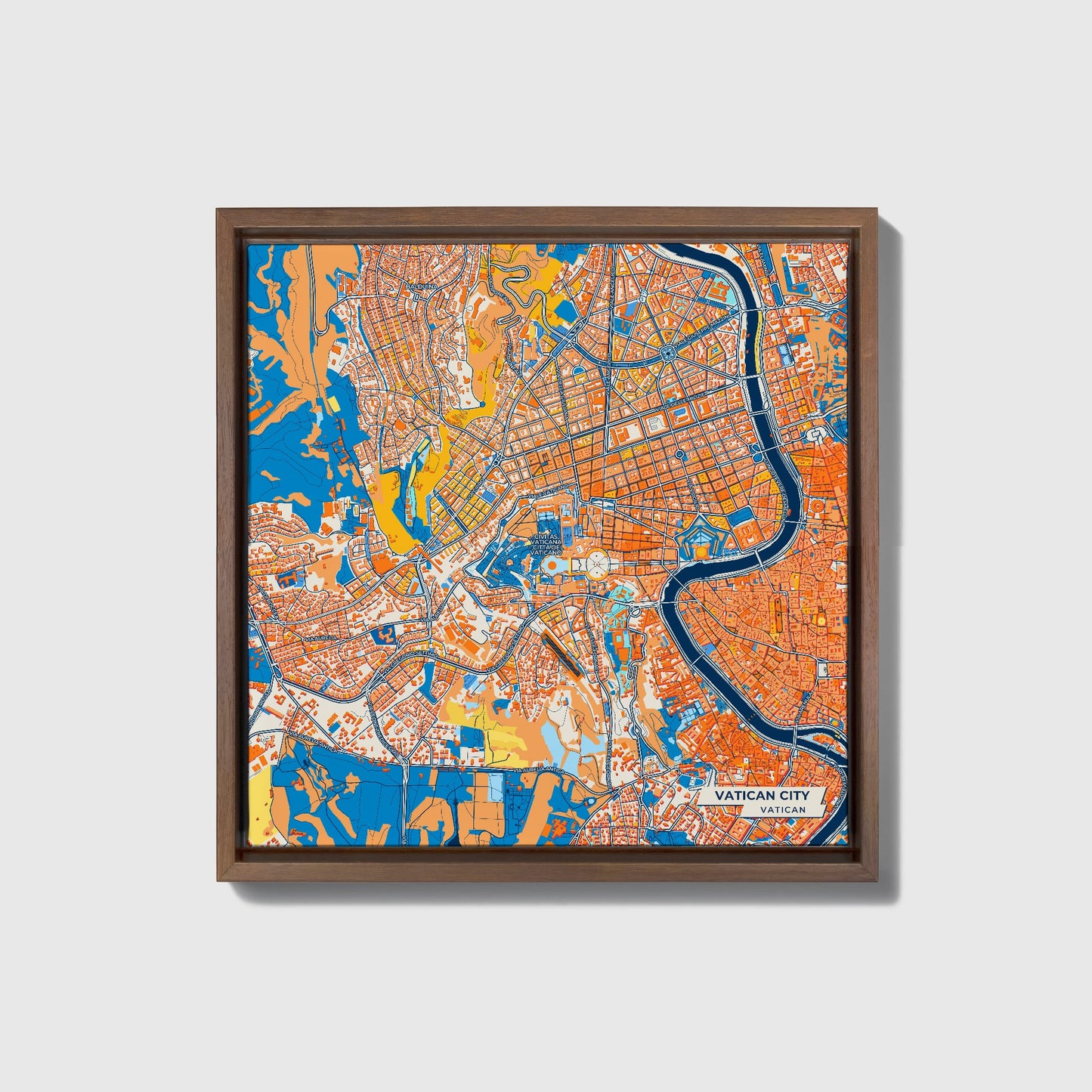Vatican City Vatican Colorful City Map Canvas Print • Dark Wooden Framed