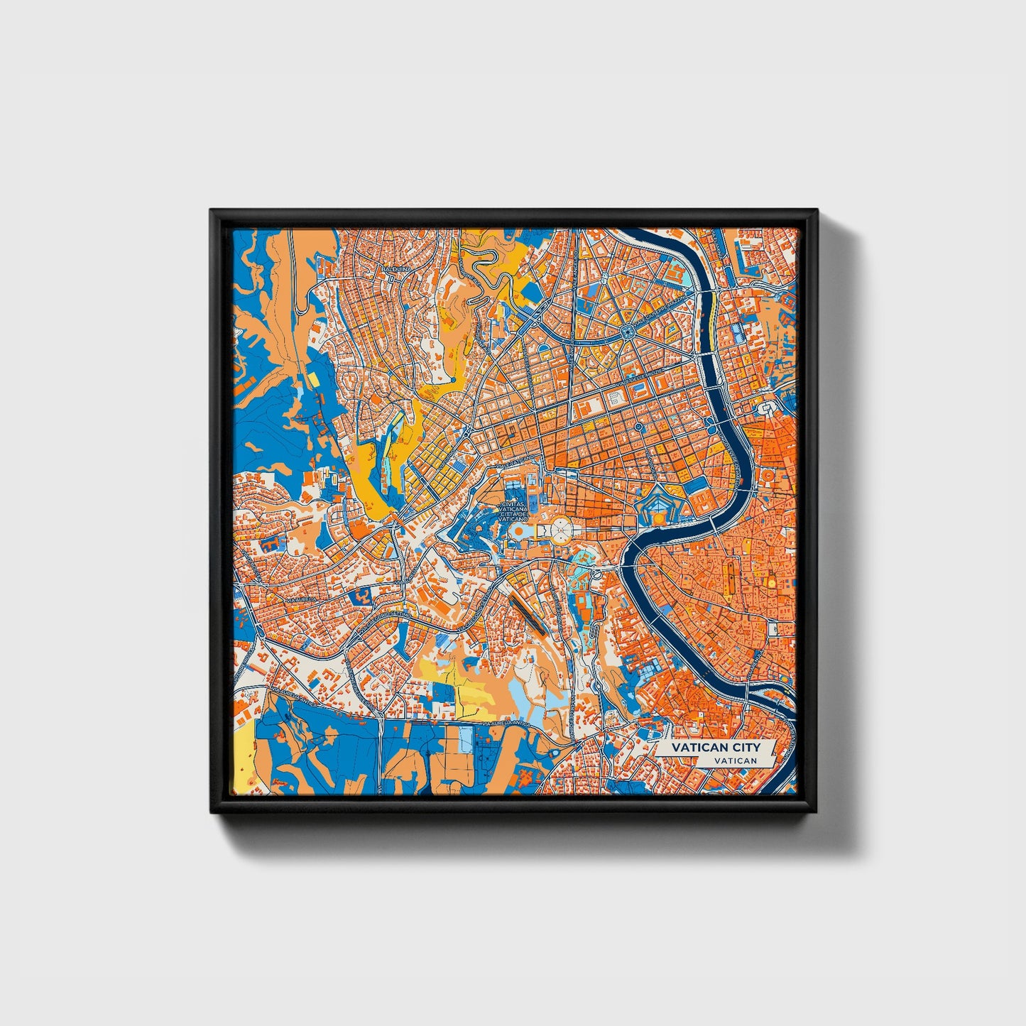 Vatican City Vatican Colorful City Map Canvas Print • Black Framed