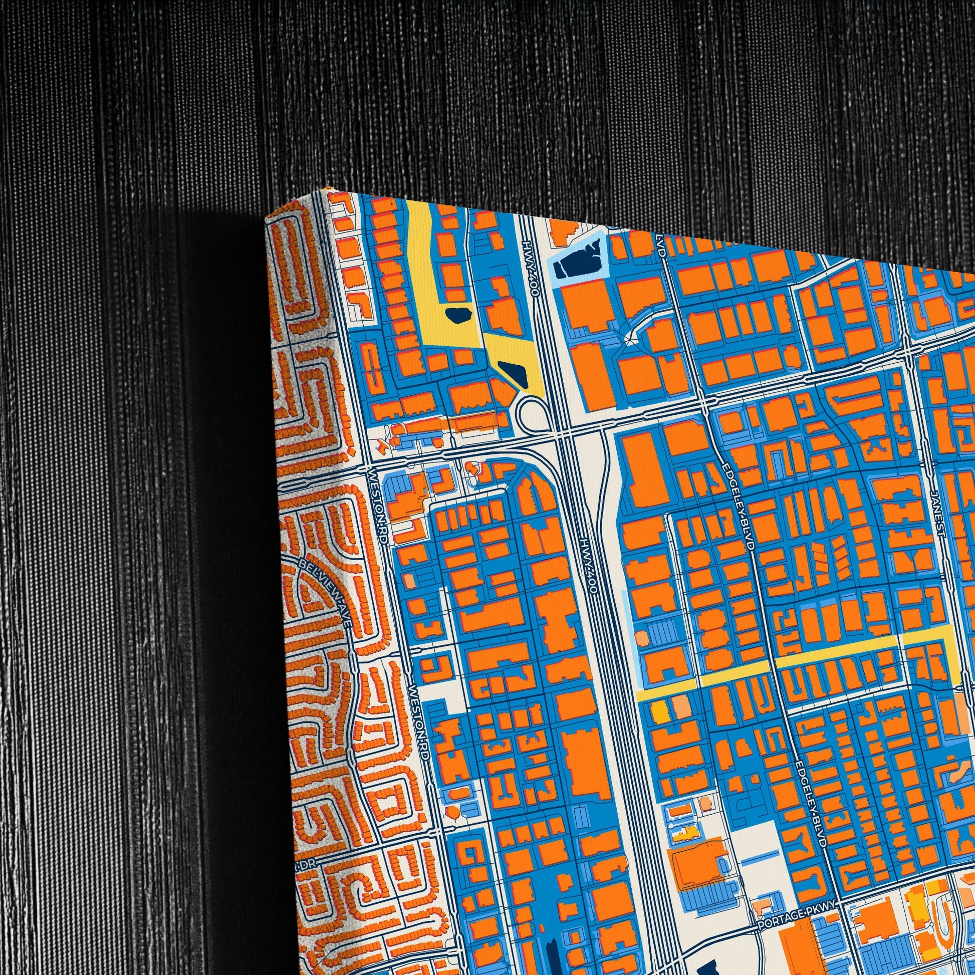 Vaughan Canada Colorful City Map Canvas Print Detail
