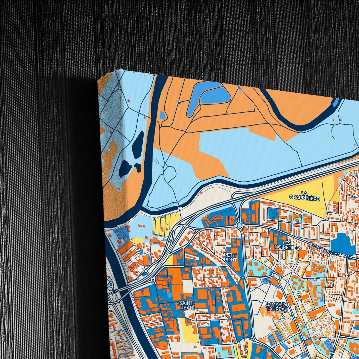 Vaulx-En-Velin France Colorful City Map Canvas Print Detail