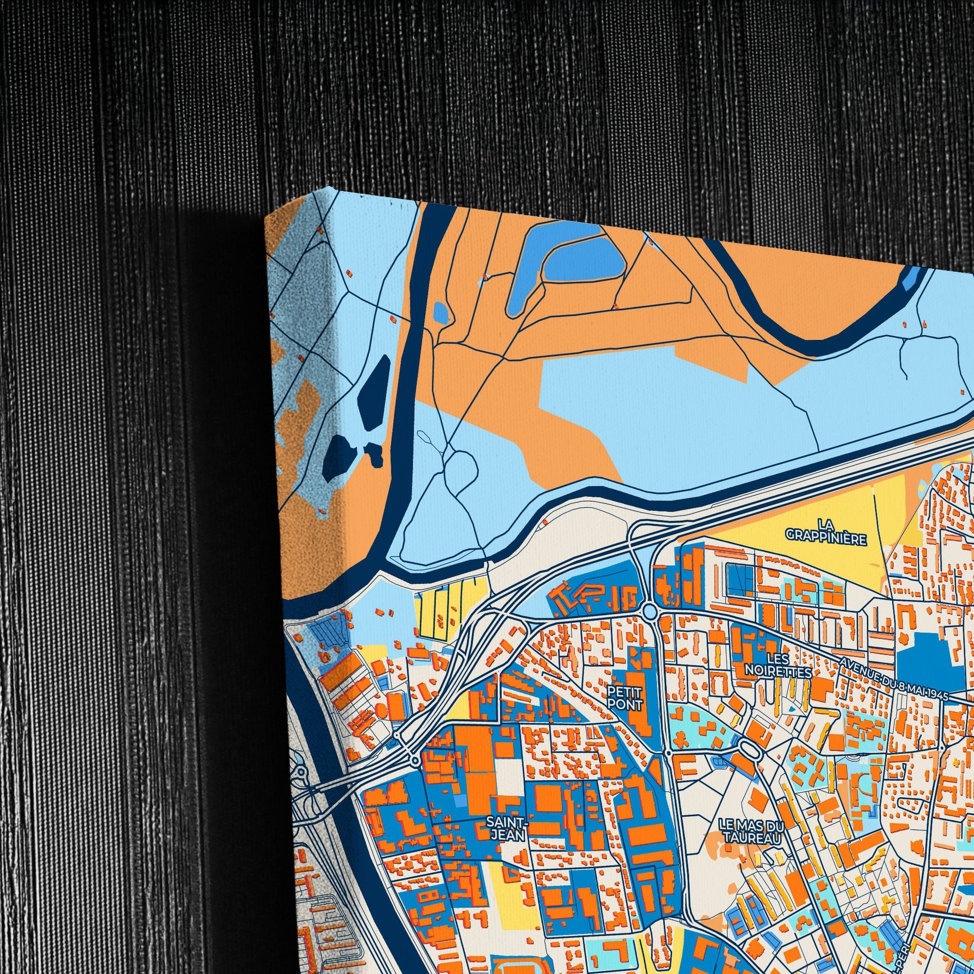 Vaulx-En-Velin France Colorful City Map Canvas Print Detail