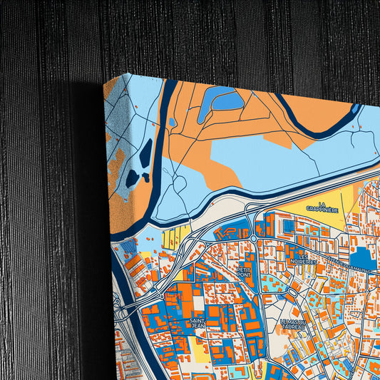Vaulx-En-Velin France Colorful City Map Canvas Print Detail