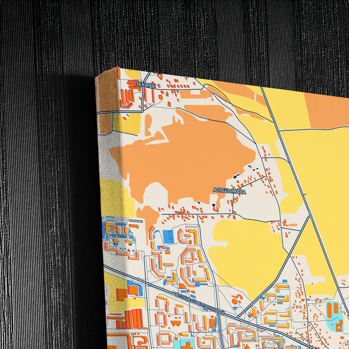 Ваўкавыск Belarus Colorful City Map Canvas Print Detail