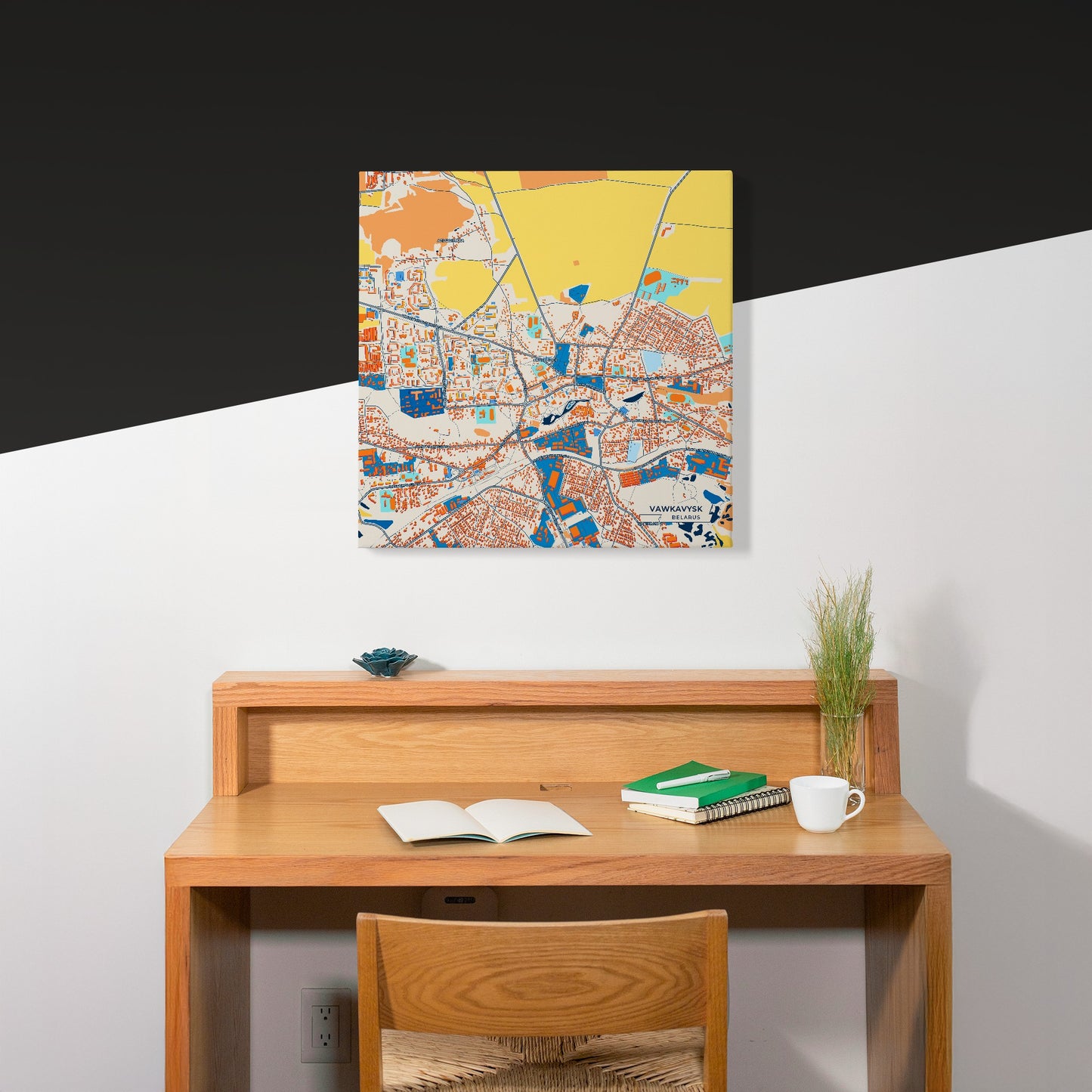 Ваўкавыск Belarus Colorful City Map Canvas Print Scene