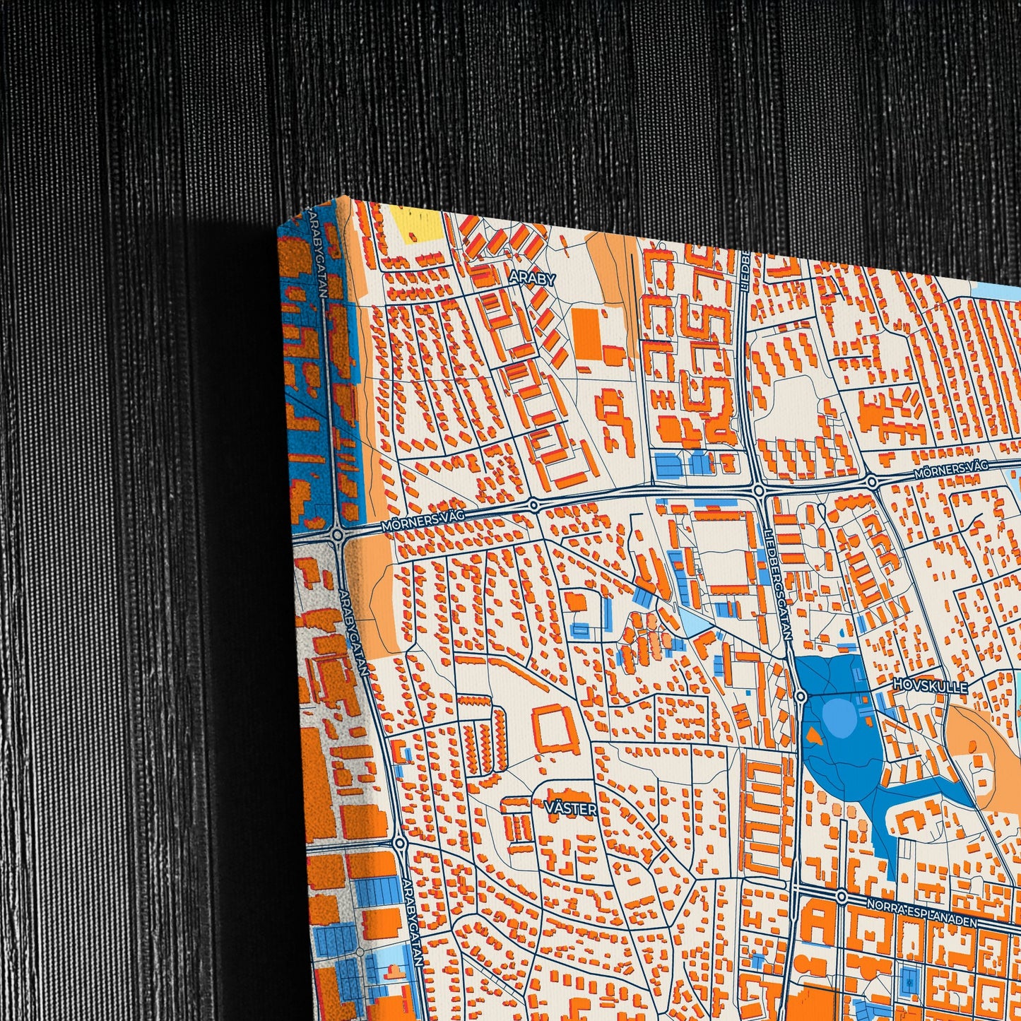 Växjö Sweden Colorful City Map Canvas Print Detail