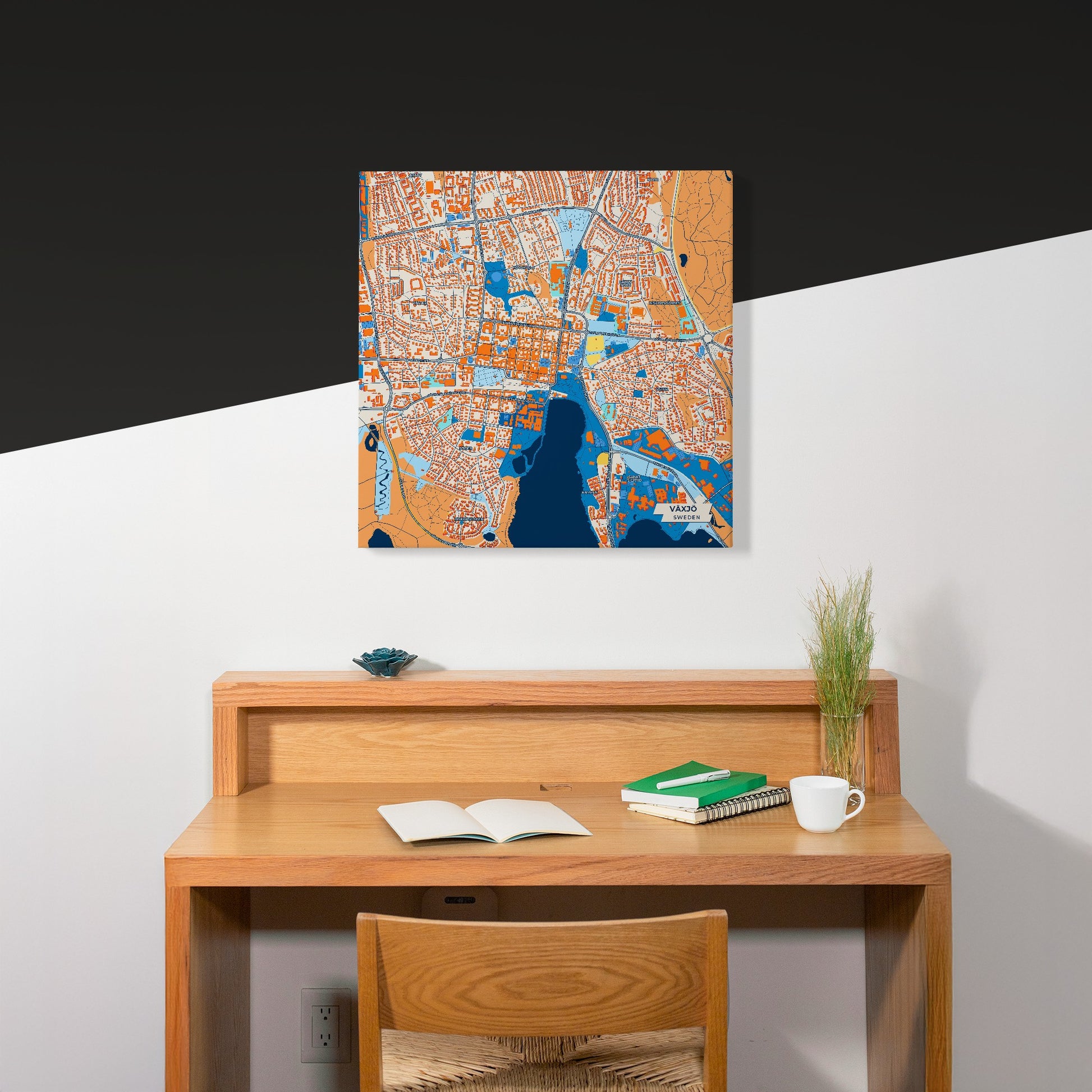 Växjö Sweden Colorful City Map Canvas Print Scene