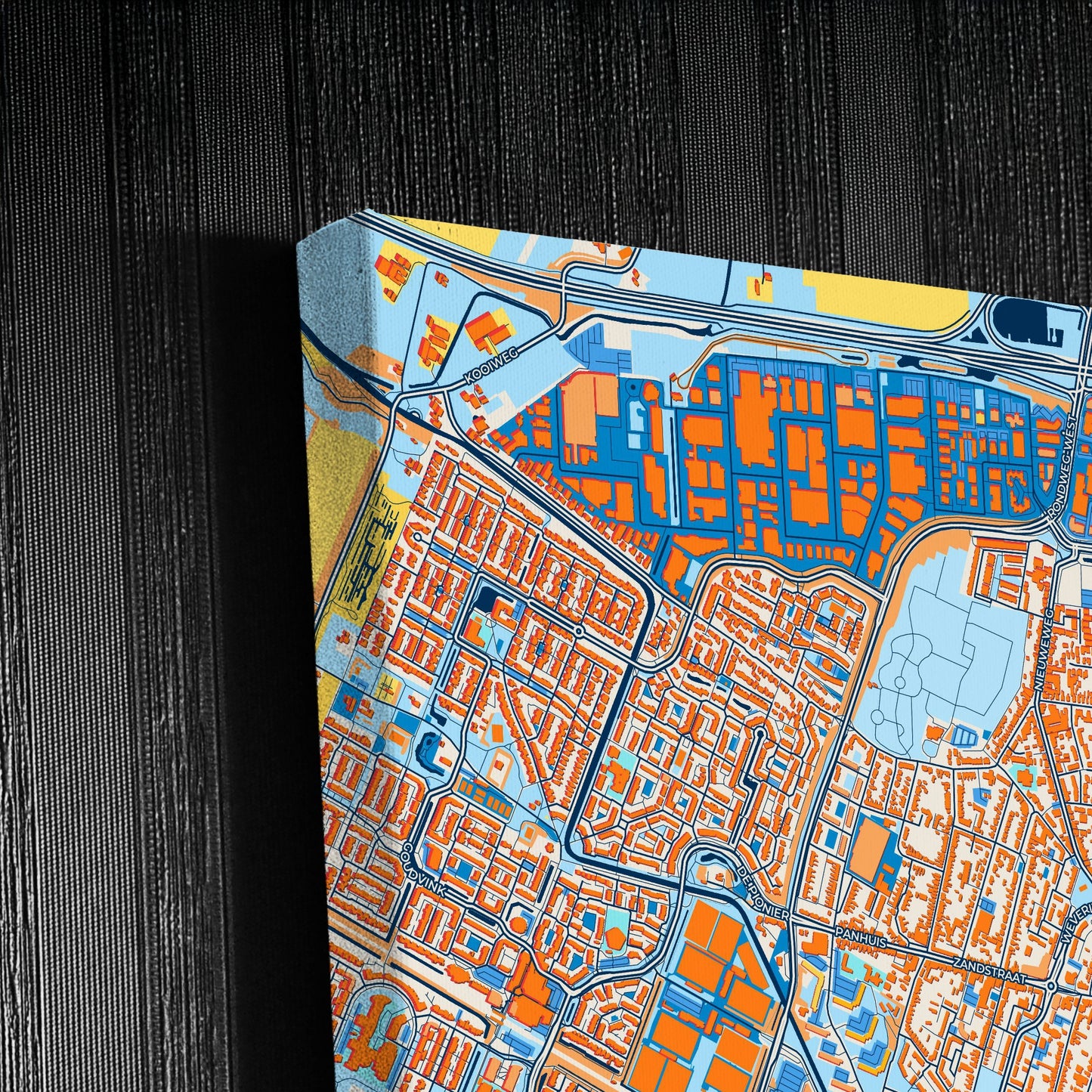 Veenendaal Netherlands Colorful City Map Canvas Print Detail