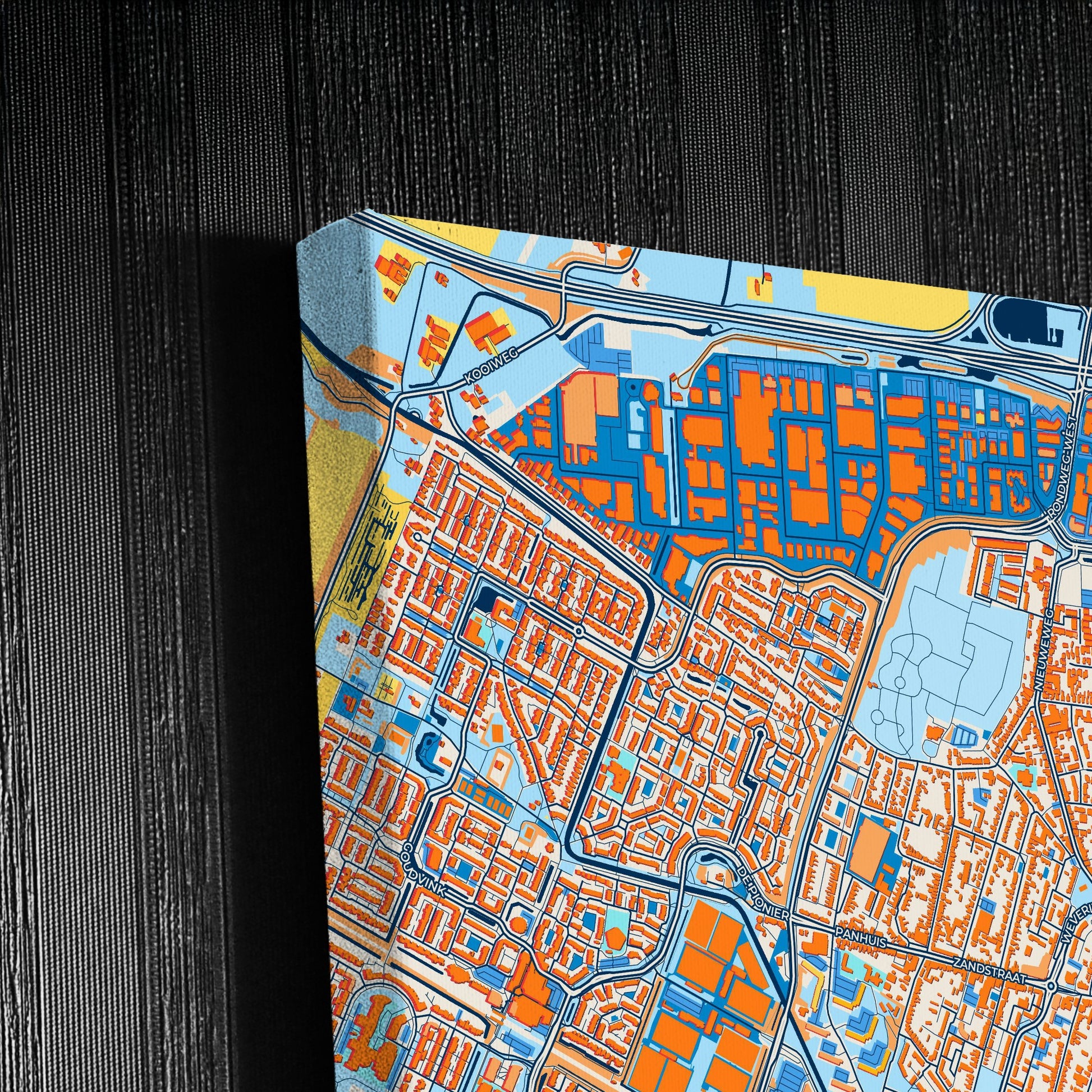 Veenendaal Netherlands Colorful City Map Canvas Print Detail