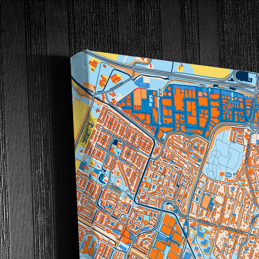 Veenendaal Netherlands Colorful City Map Canvas Print Detail