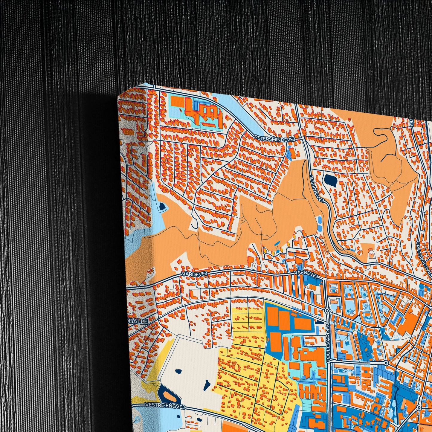 Vejle Denmark Colorful City Map Canvas Print Detail