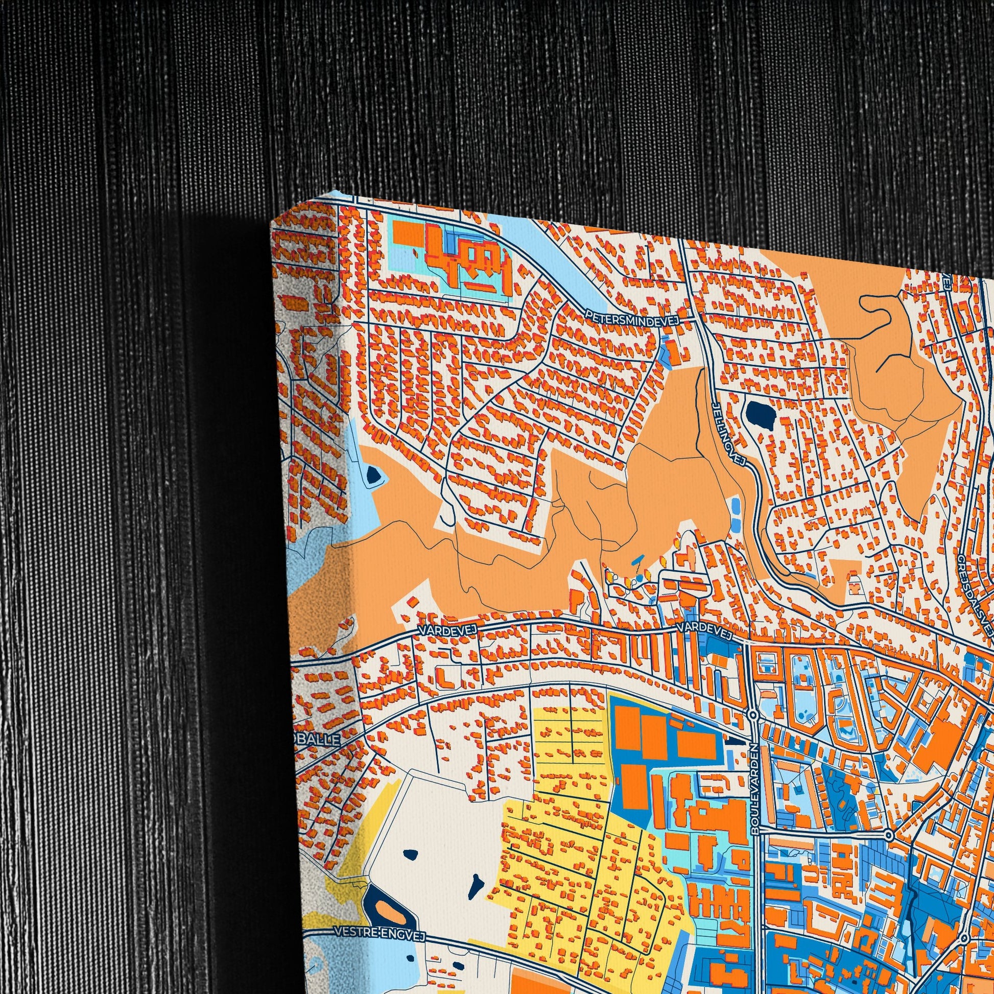 Vejle Denmark Colorful City Map Canvas Print Detail