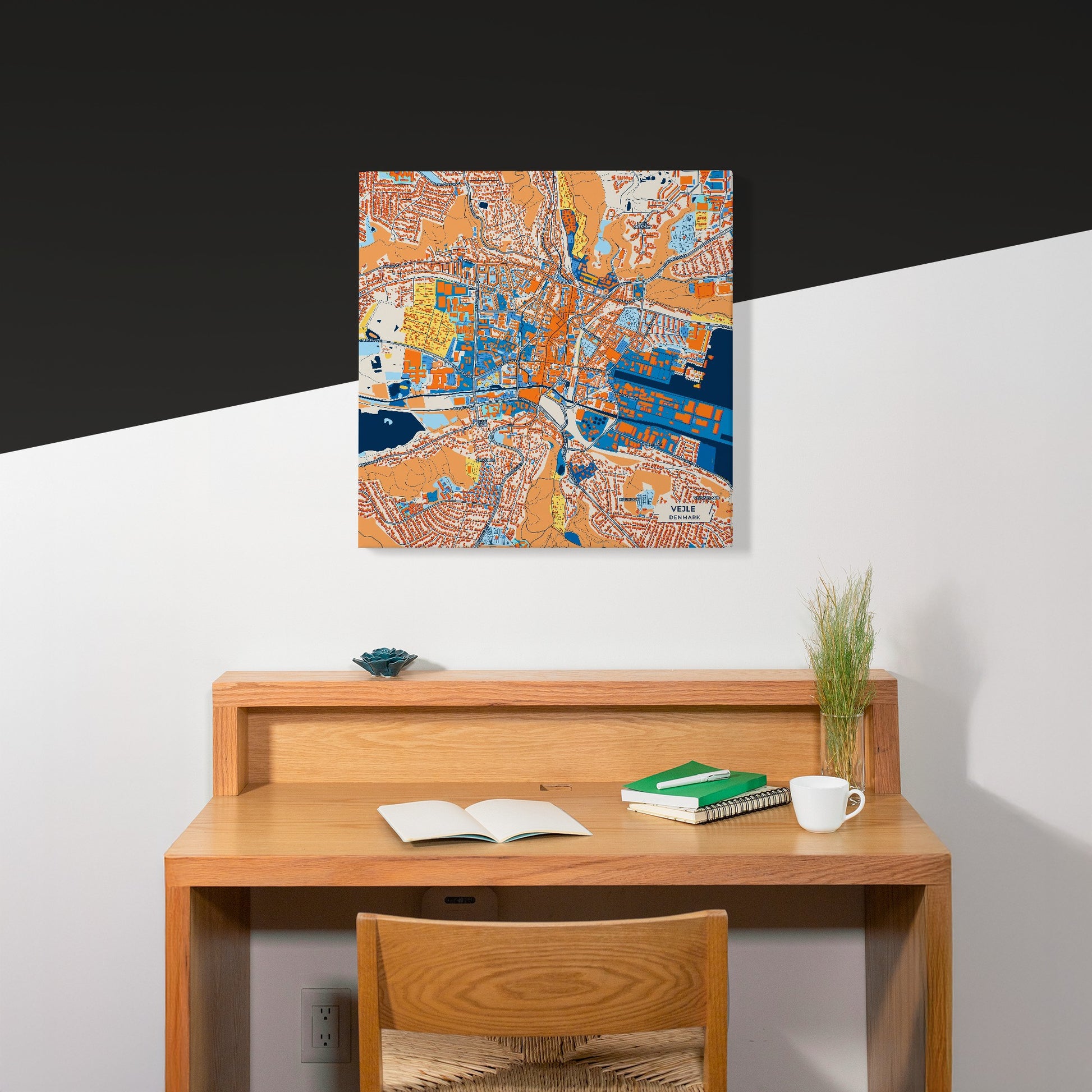 Vejle Denmark Colorful City Map Canvas Print Scene