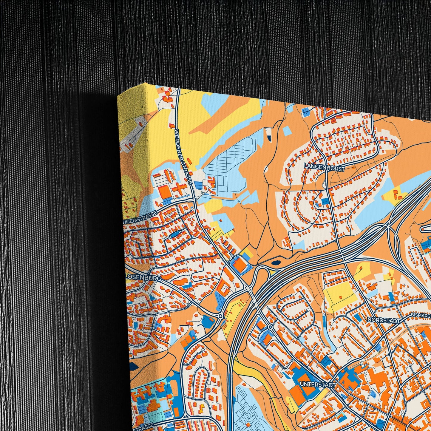 Velbert Germany Colorful City Map Canvas Print Detail