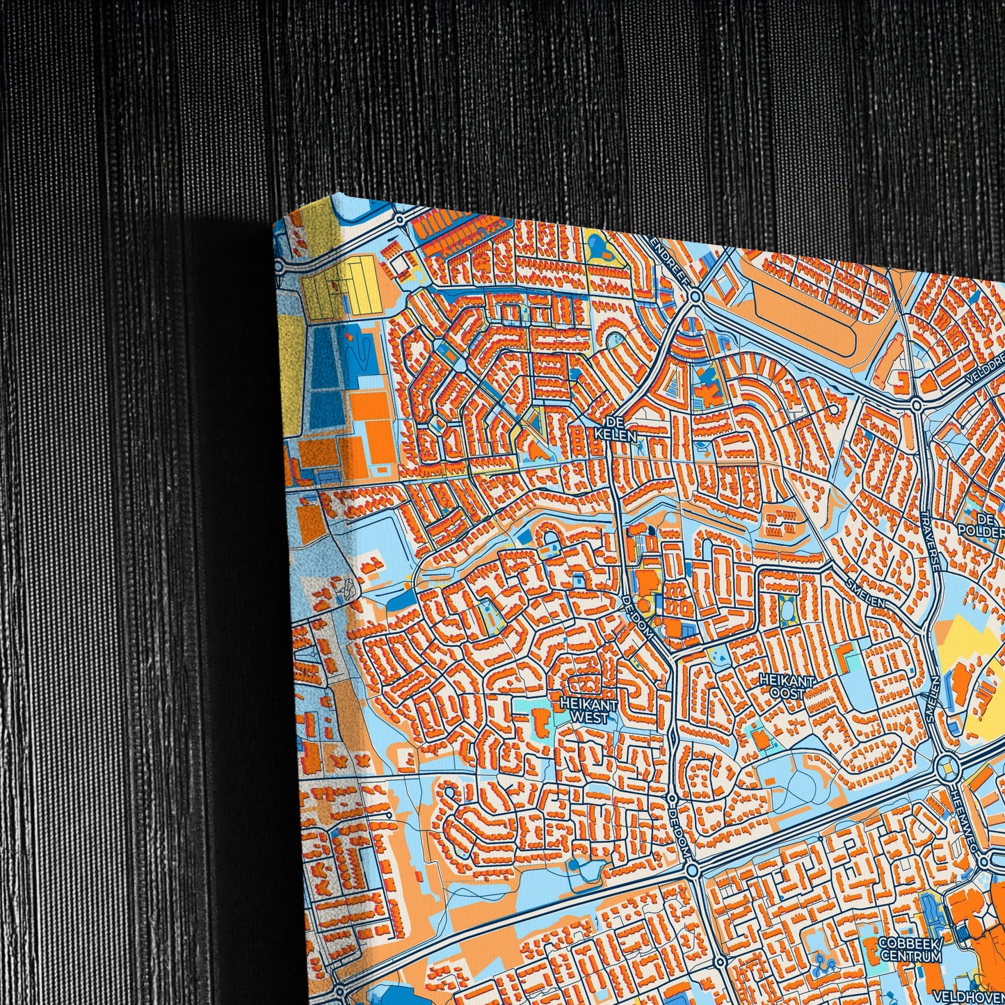 Veldhoven Netherlands Colorful City Map Canvas Print Detail