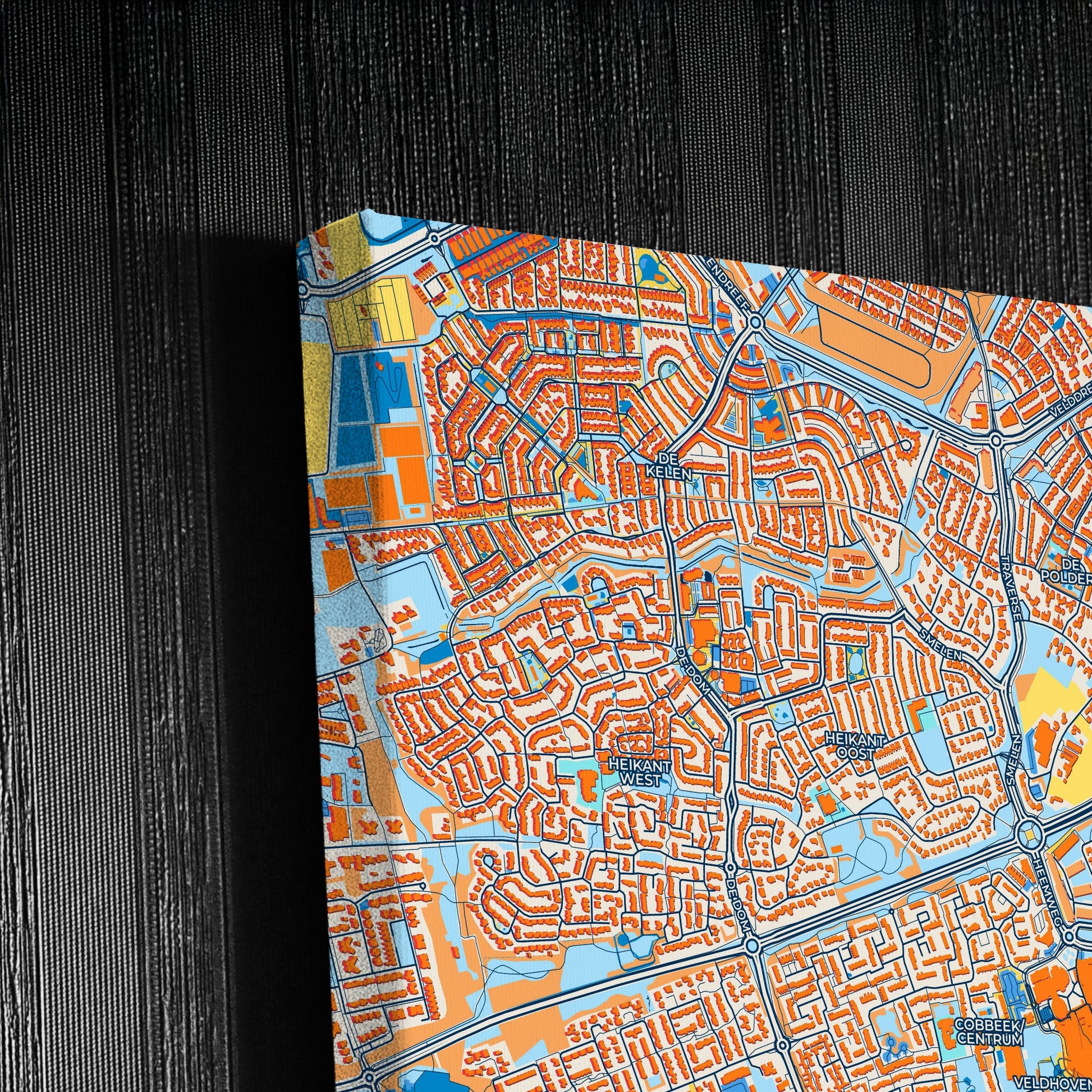 Veldhoven Netherlands Colorful City Map Canvas Print Detail