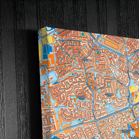 Veldhoven Netherlands Colorful City Map Canvas Print Detail