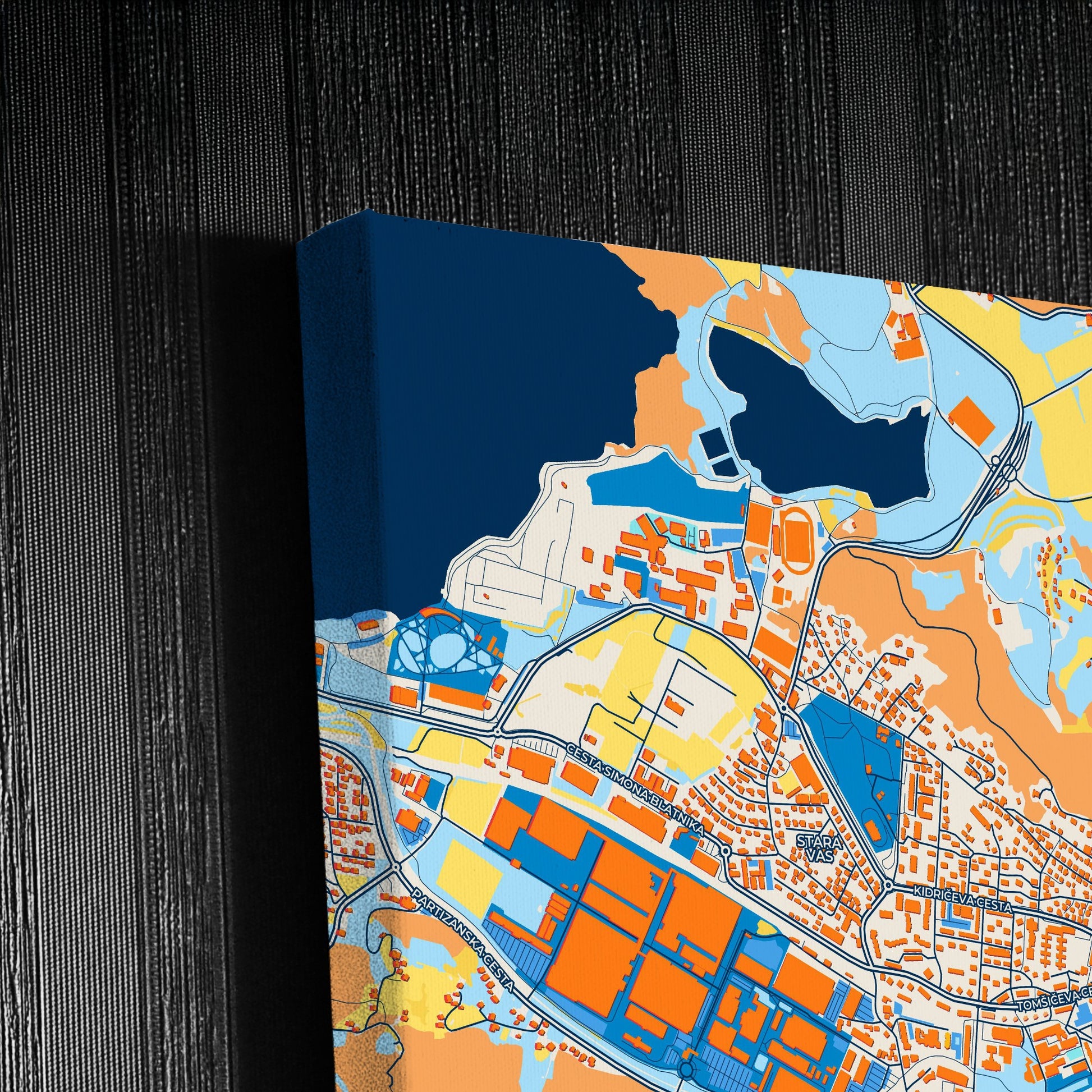 Velenje Slovenia Colorful City Map Canvas Print Detail