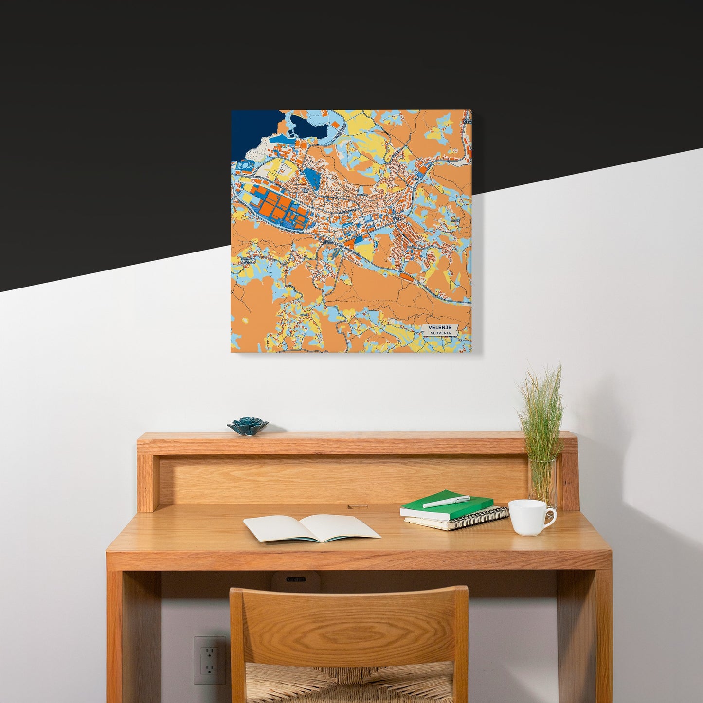 Velenje Slovenia Colorful City Map Canvas Print Scene