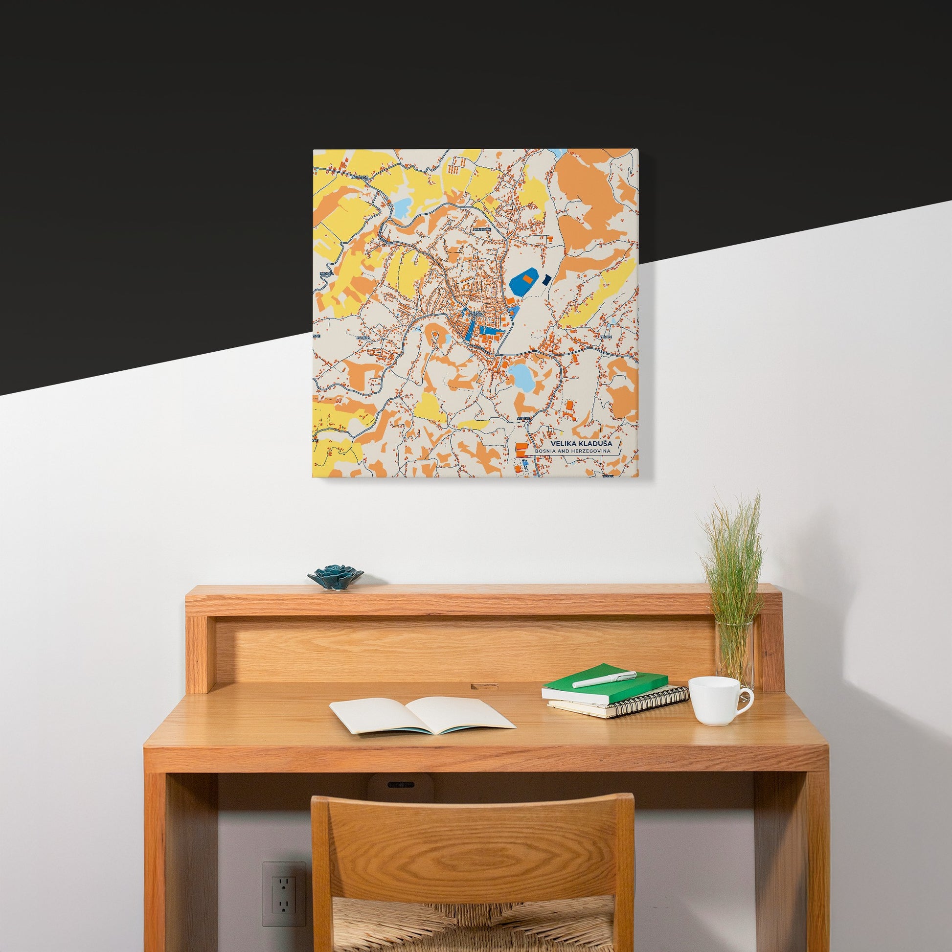 Velika Kladuša Bosnia And Herzegovina Colorful City Map Canvas Print Scene