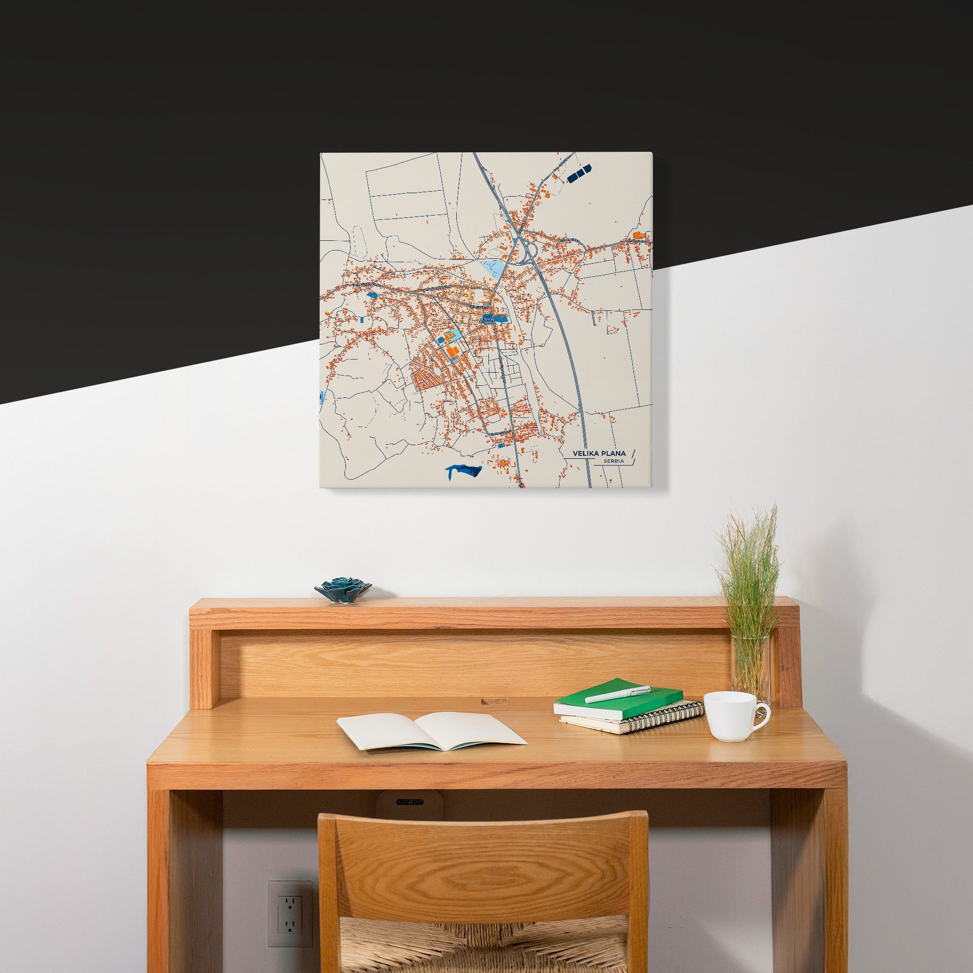 Велика Плана Serbia Colorful City Map Canvas Print Scene